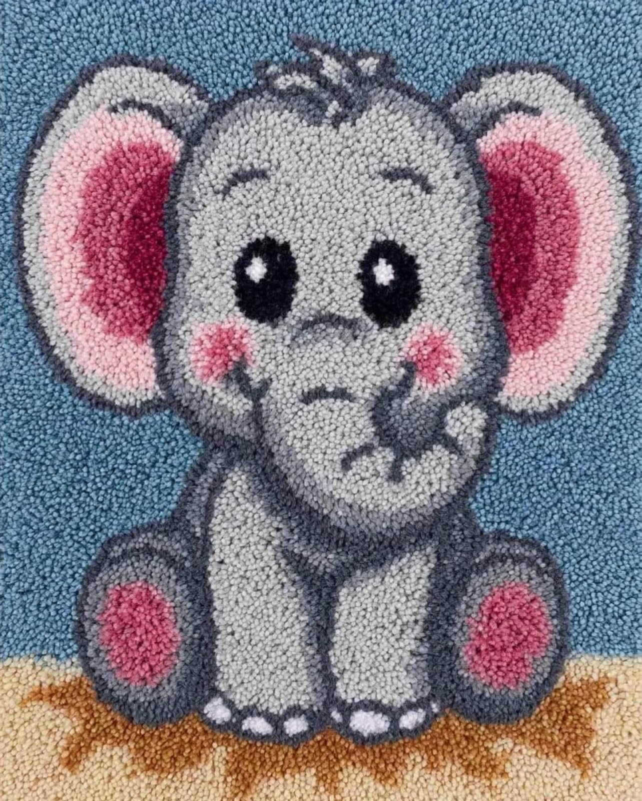 Wallphantom Latch Hook Rug Kits for Adult,Cute Cartoon Elephant