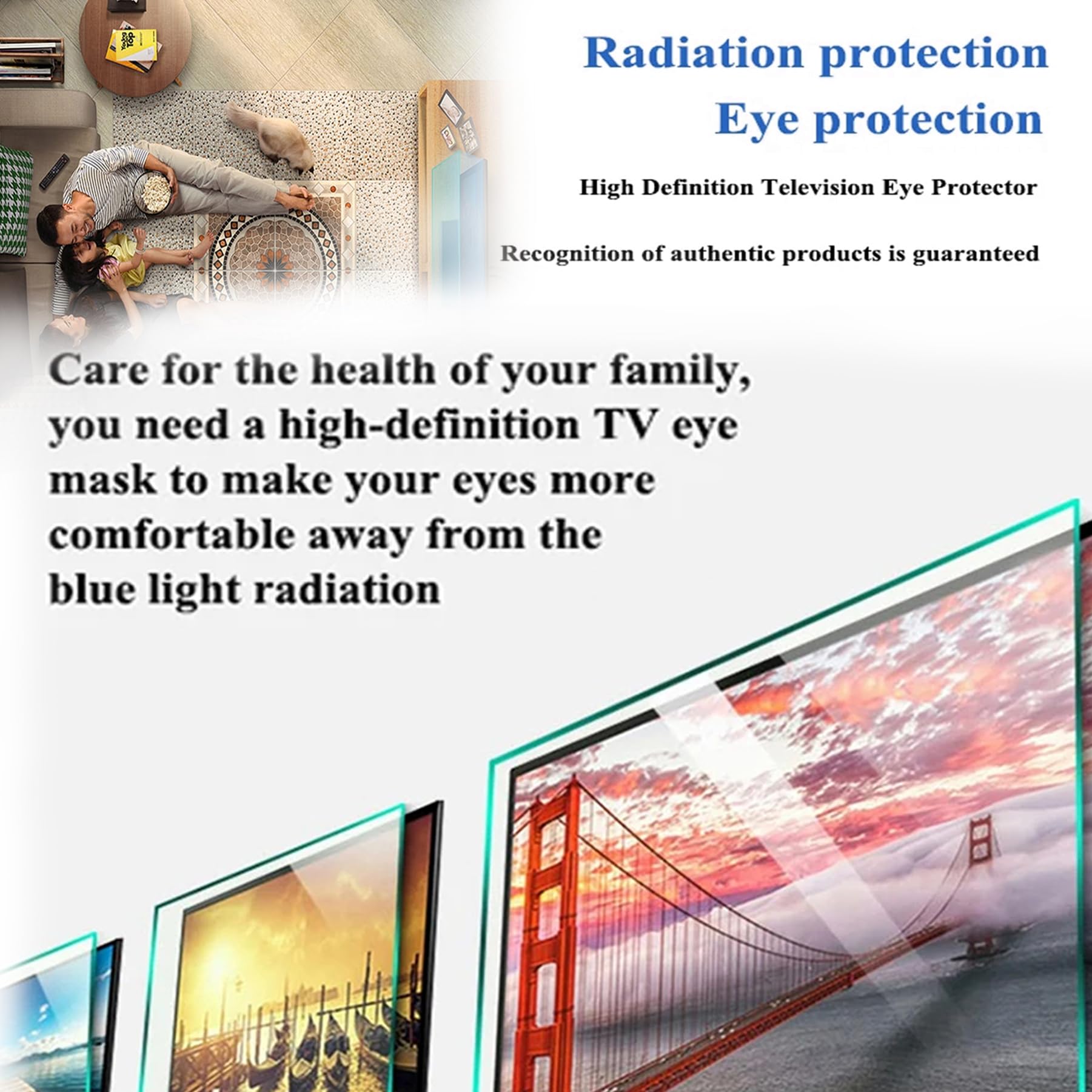 Protector de pantalla de TV de 75 pulgadas y panel de protección contra daños, bloqueo de filtro UV y luz azul, película de filtro antiarañazos y antirreflejos para LCD, LED, OLED y QLED 4K HDTV