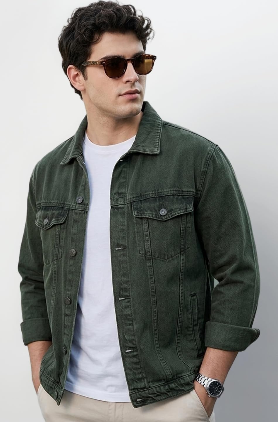Men's Regular Fit Washed Full Sleeve Denim Jacket