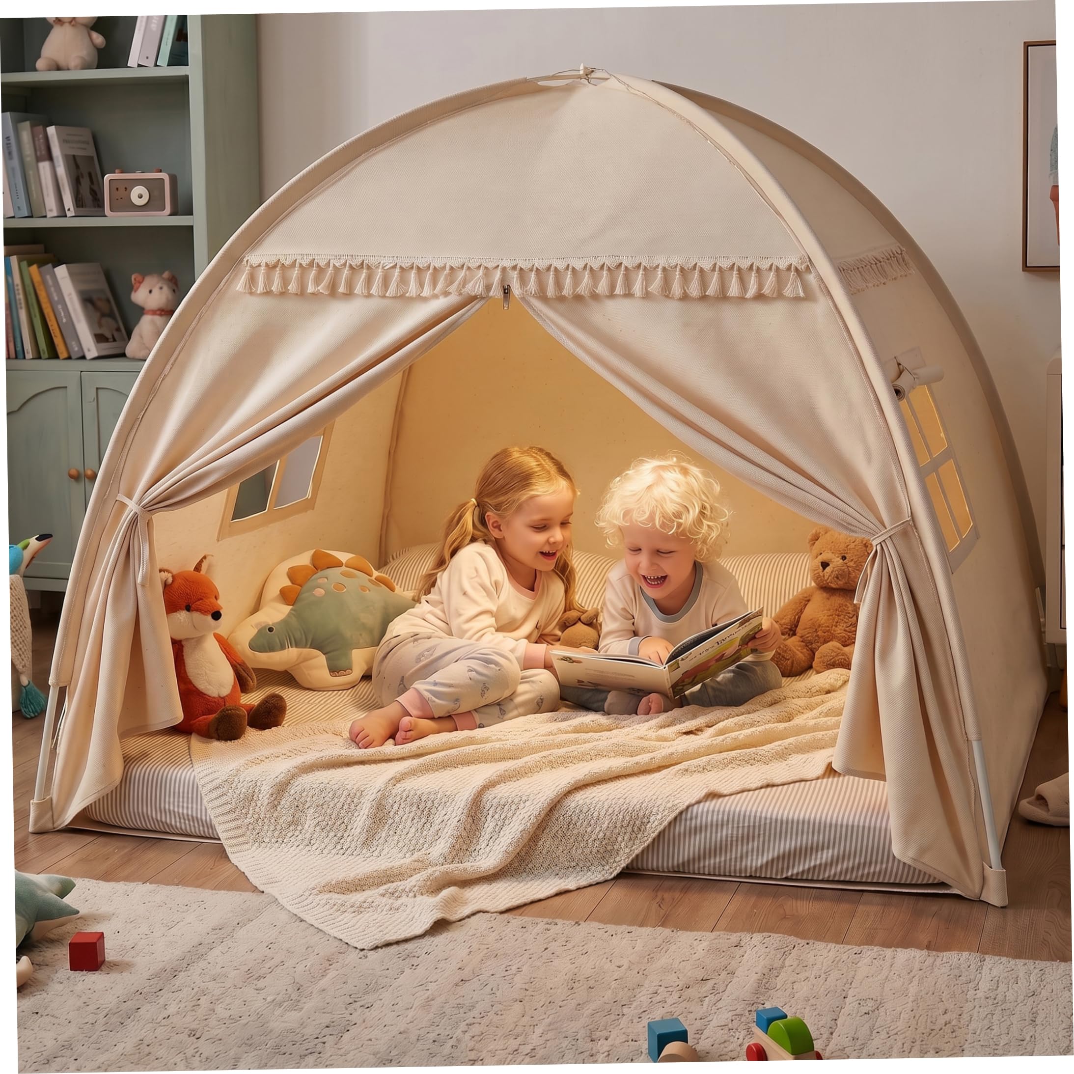 Tente de jeu intérieure pour enfants, pour espace privé, maison de jeu pour tout-petits avec rideau fenêtre et porte pour garçons et filles, chambre à coucher, salle jeux