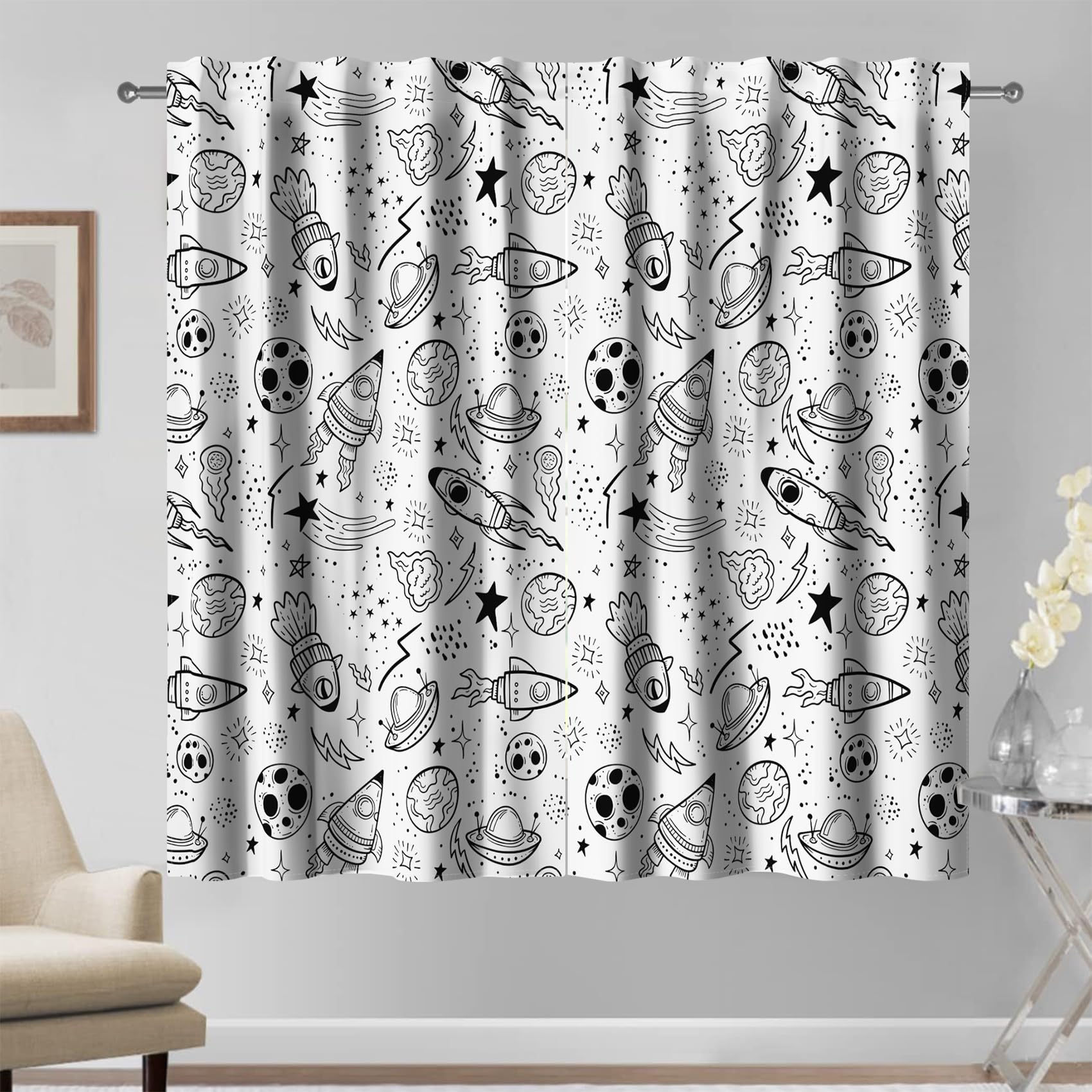 Kzzfqxb 107x160cm Cartoon Curtains 2 Panels - Image 3