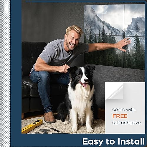 Miniatura 8 de BUBOS - Paquete de 8 paneles acústicos artísticos y autoadhesivos de insonorización, 48 x 32 pulgadas, acondicionamiento acústico y decorativos para