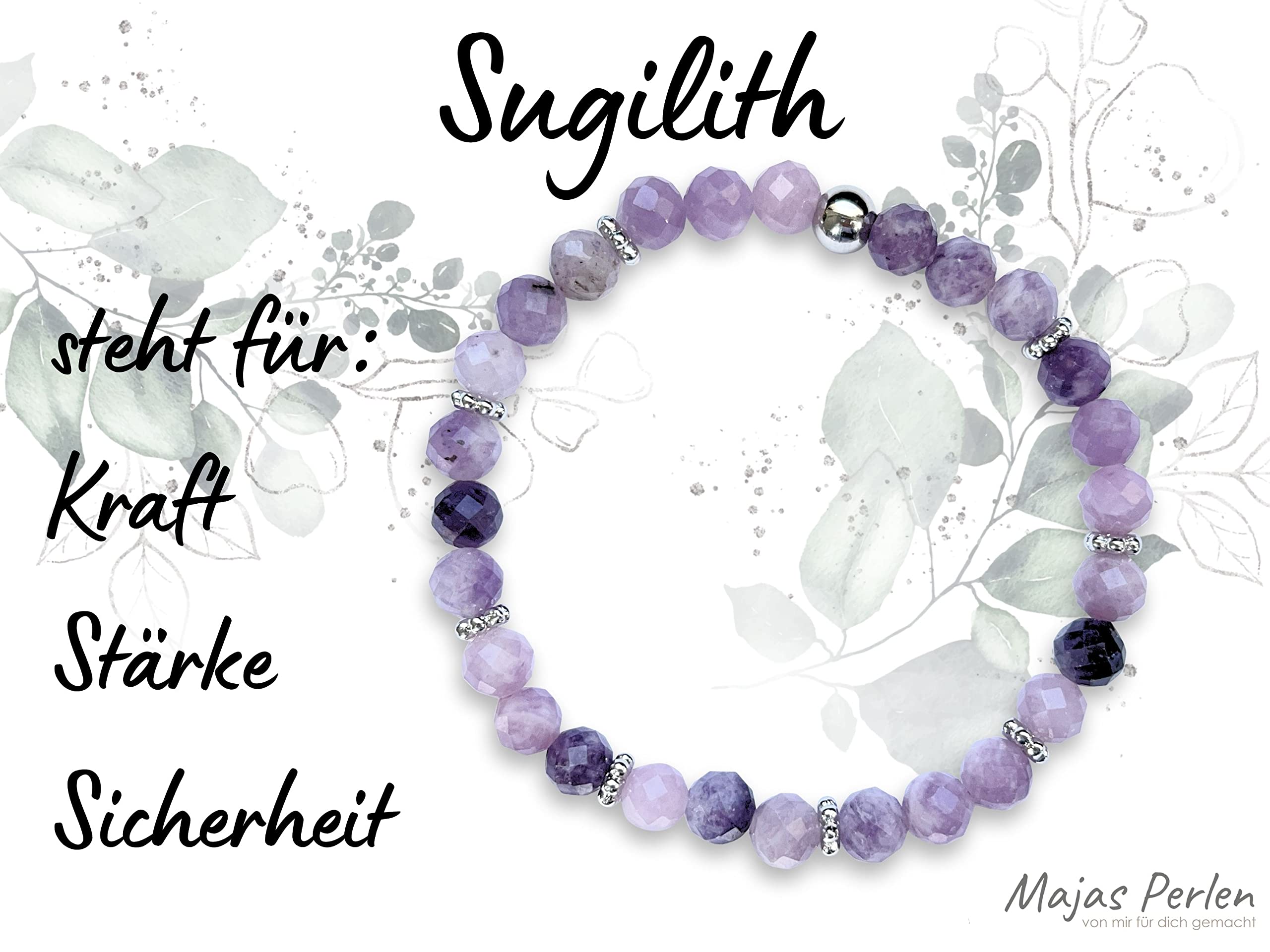 Edelsteinarmband mit platinierten Daisy-Perlen, anpassbar, Spiritueller Begleiter, Geschenk für Frauen, Liebe & Schutz - Handmade - personalisierbar