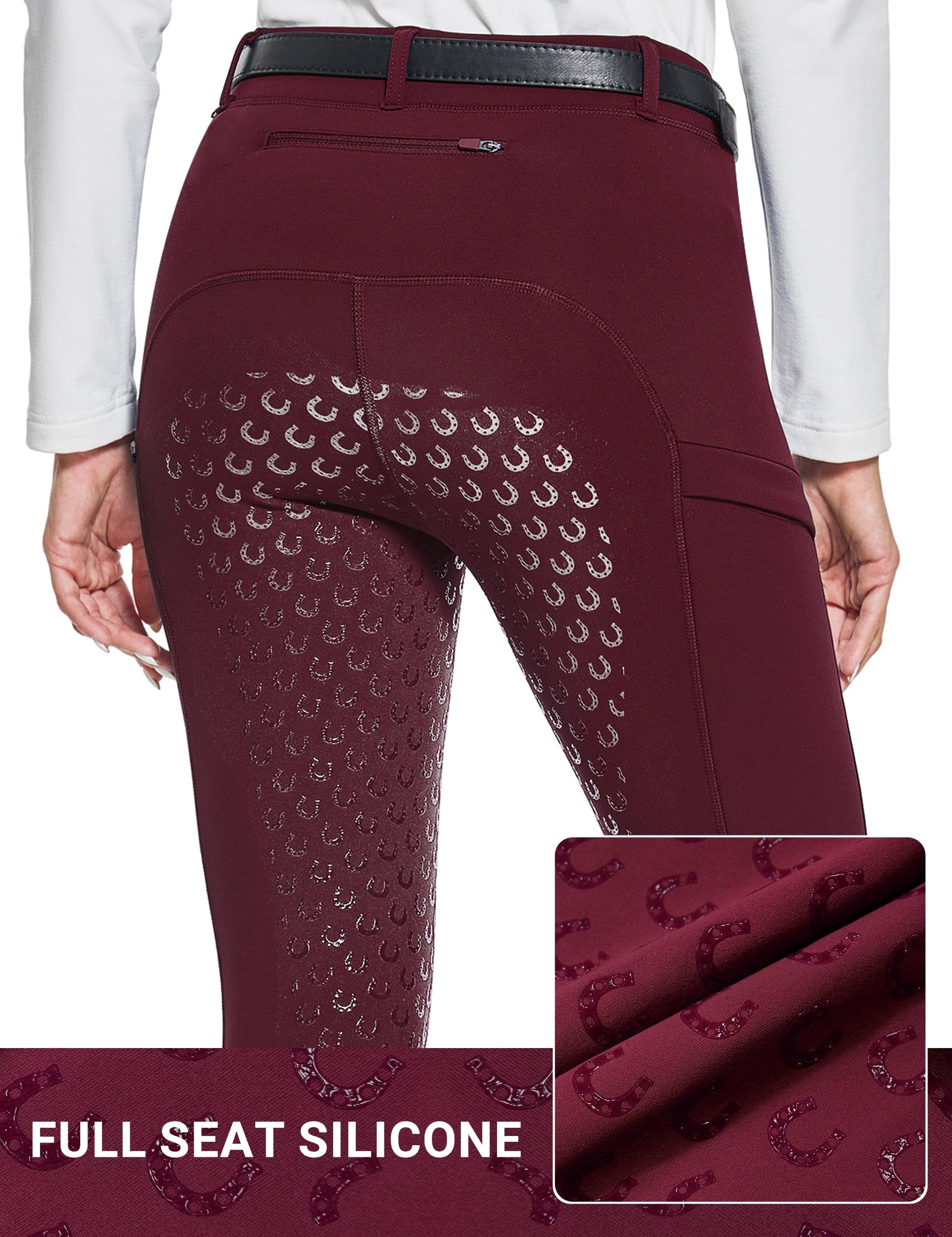 FitsT4 Sports Leggings da Equitazione Invernali da Donna Pantaloni da Equitazione in Pile Pantaloni da Equitazione con Rivestimento Completo in Silicone