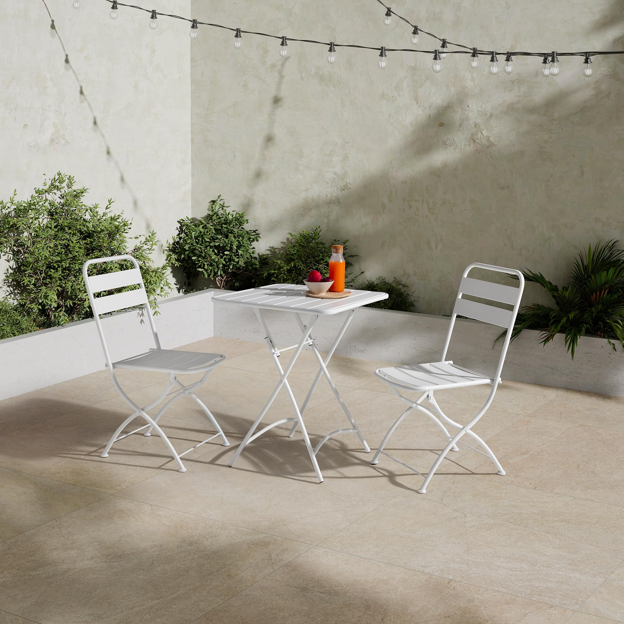 HOMN LIVING Pack de 2 chaises de Jardin Pliantes Perla en métal Blanc