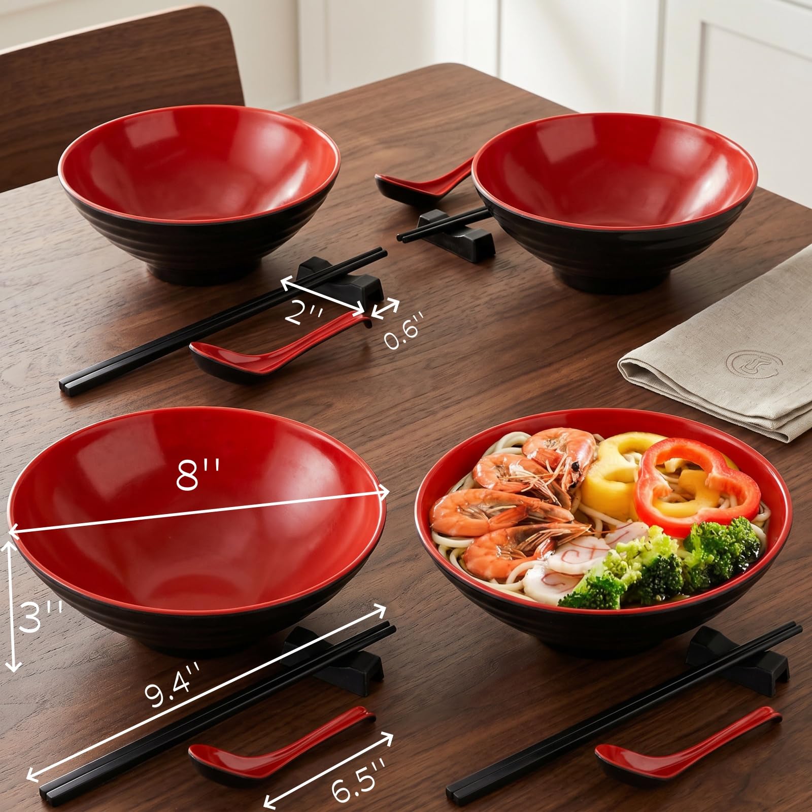 Supreme chopsticks たち吉 2膳セット 黒 赤 Amazon.com: Lyellfe 16 Pieces Ramen Bowl Set, Restaurant Quality
