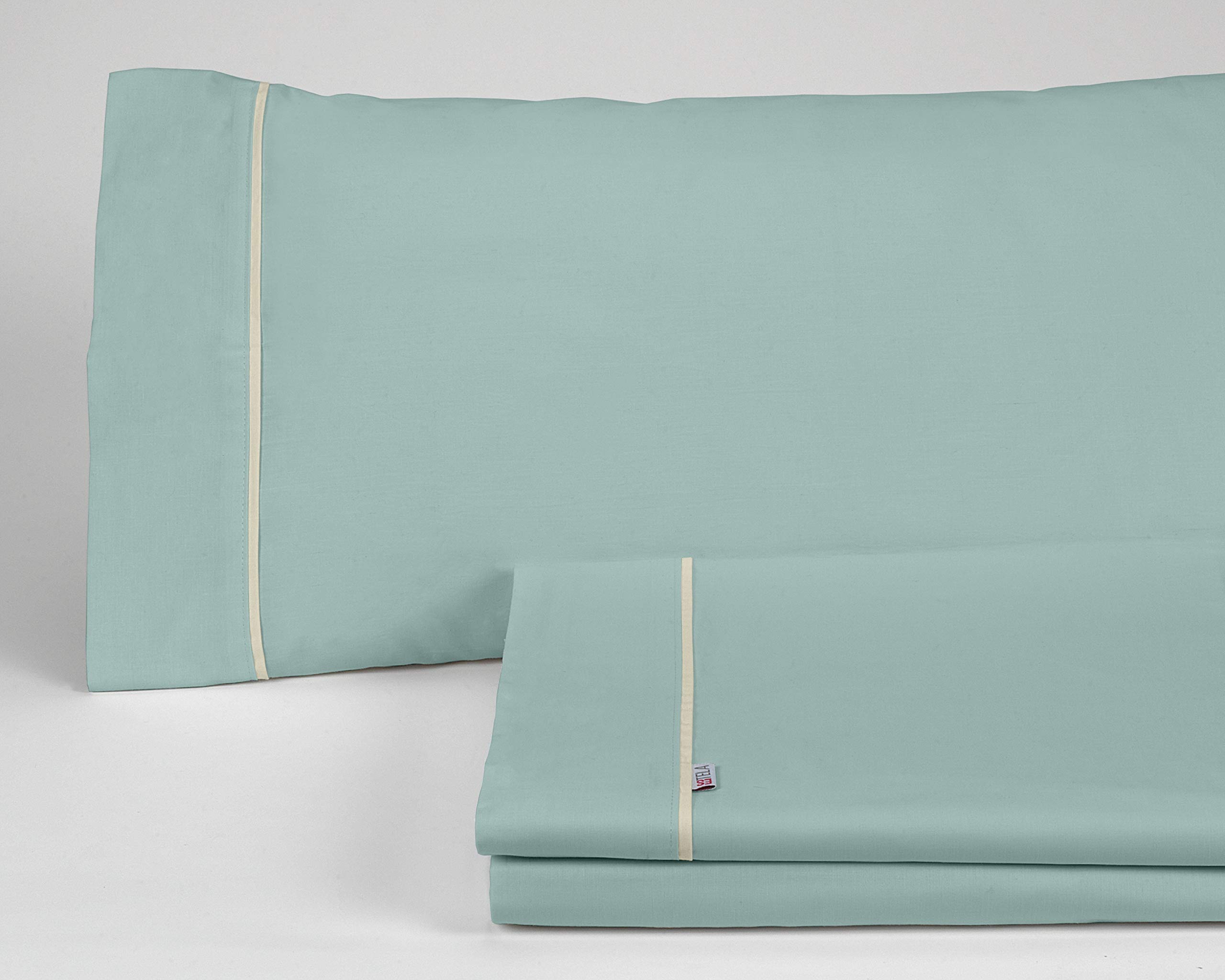 Juego de sábanas color aqua Cama de 180 (4 piezas) - 100% algodón - 144 hilos. Gramage: 115