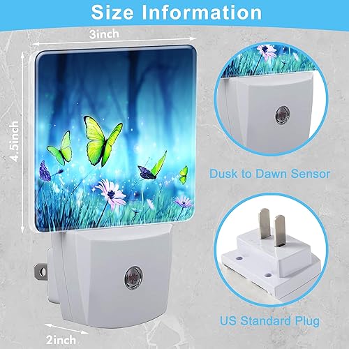 Miniatura 3 de Mystic Fairy Butterflies - Luz nocturna con sensor automático de atardecer a amanecer, luces nocturnas cálidas para niños y niñas, dormitorio, baño,