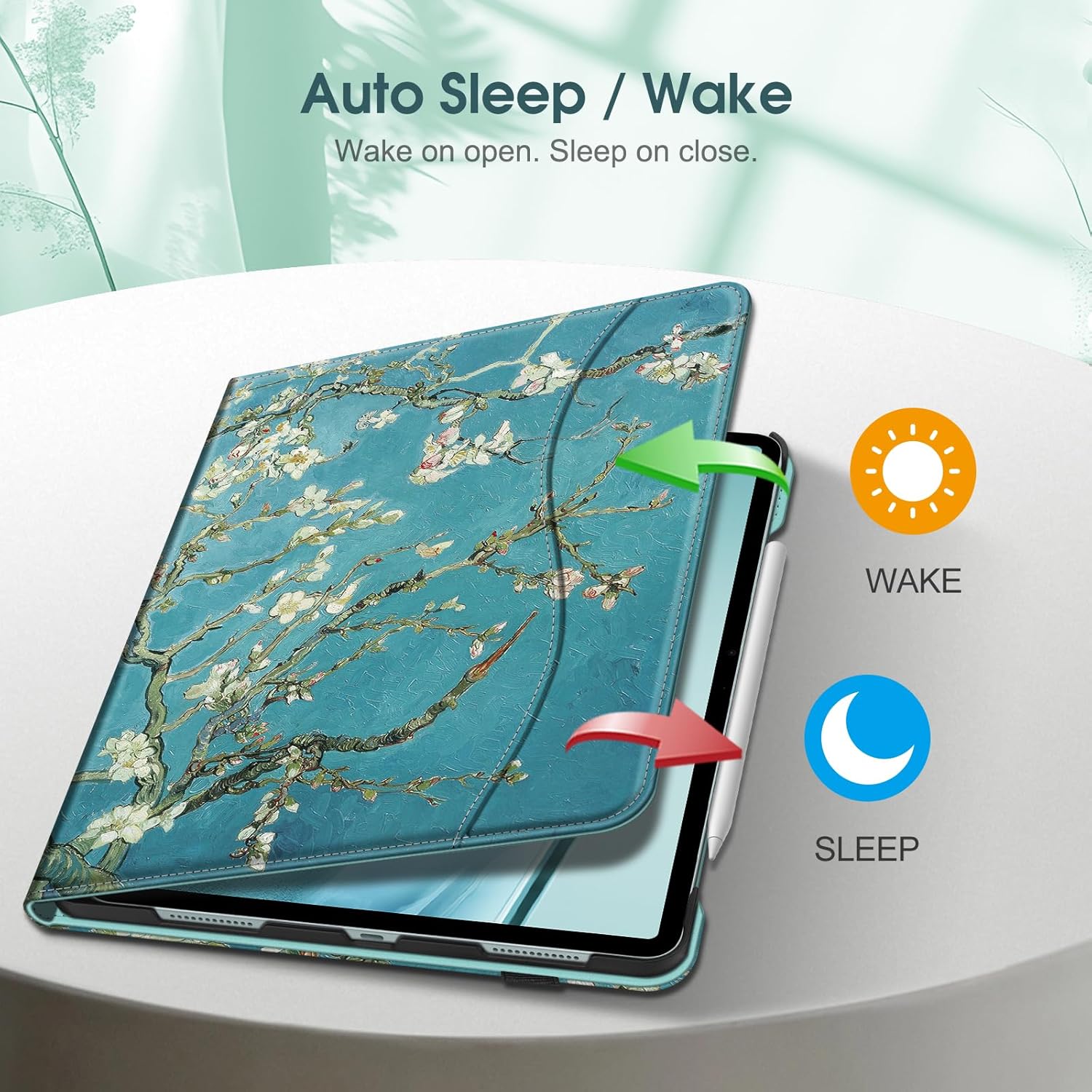 Fintie Folio Case for iPad Air 13-inch (M3) 2025 / (M2) 2024, Multi-Angle Viewing Protective Stand Cover with Pencil Holder & Pocket, Auto Sleep/Wake, Blossom - Image 8