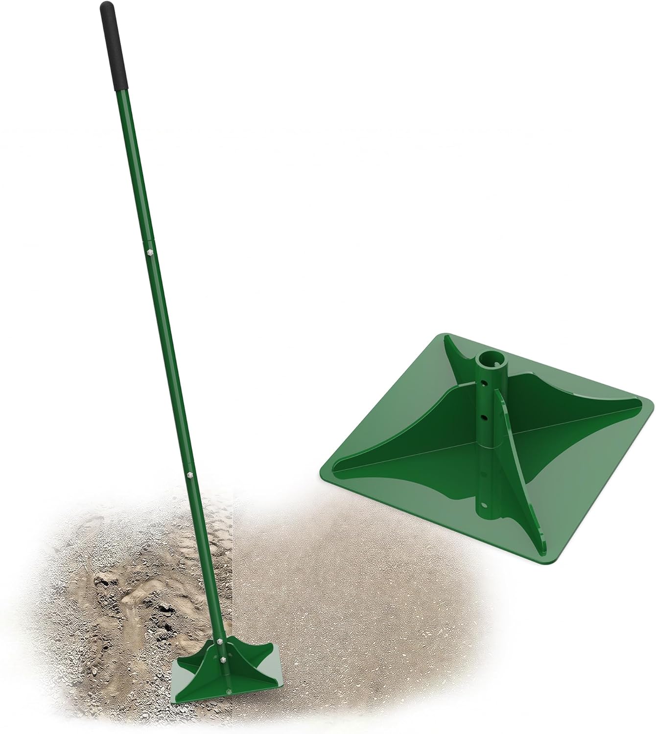 10"×10" Steel Hand Tamper, 48" Adjustable Handle Manual Soil Compactor & Dirt Tamper Tool for Landscaping, Yard, Gravel, Asphalt, Driveway, Garden, Ground Leveling