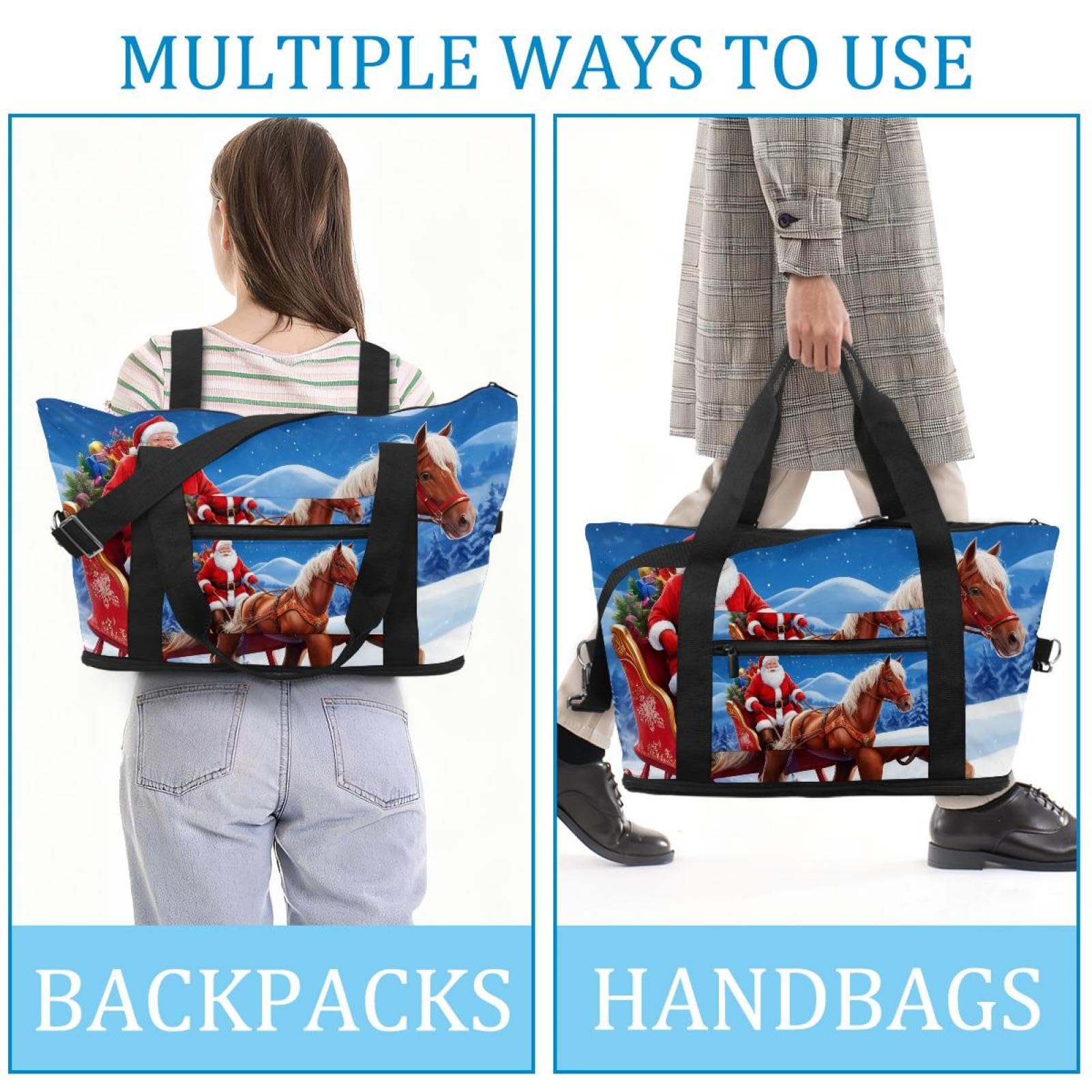 Reisetasche mit Weihnachtsmann-Muster, erweiterbare Wochenendtasche, Übernachtungstasche, wasserdicht, Sport, Fitnessstudio, Krankenhaustasche, Mehrfarbig 5, Eine Größe, Reisetasche
