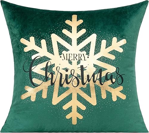 Miniatura 2 de All Smiles Juego de 4 fundas de almohada decorativas de Navidad de 16 x 16 pulgadas, adornos de invierno para interiores y Navidad, cojín de