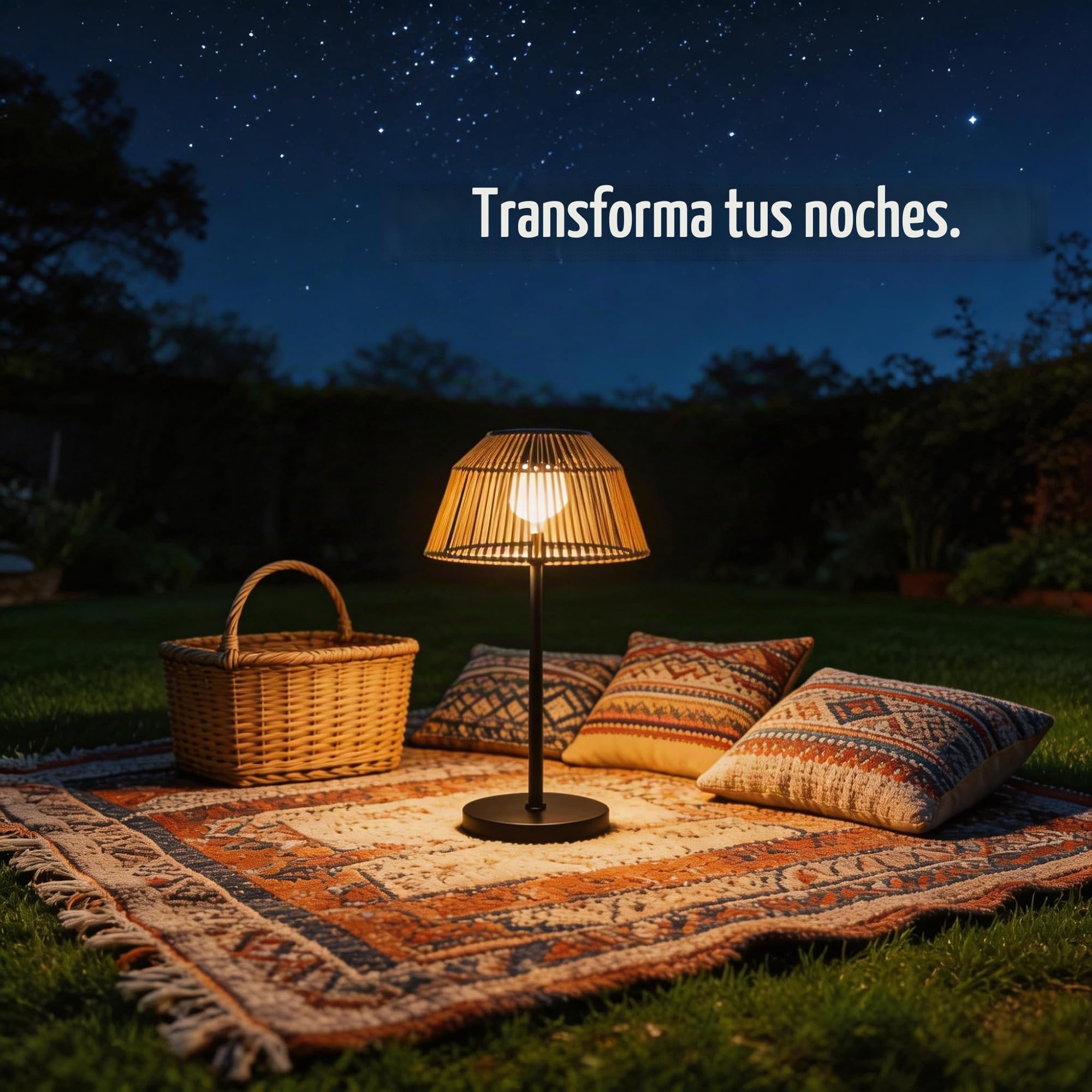 Lámpara Solar Exterior Impermeable 3 Alturas - Luz Auto-On al Anochecer, Diseño de Mimbre para Terraza, Jardín, Balcón - Ambiente Acogedor Sin Cables