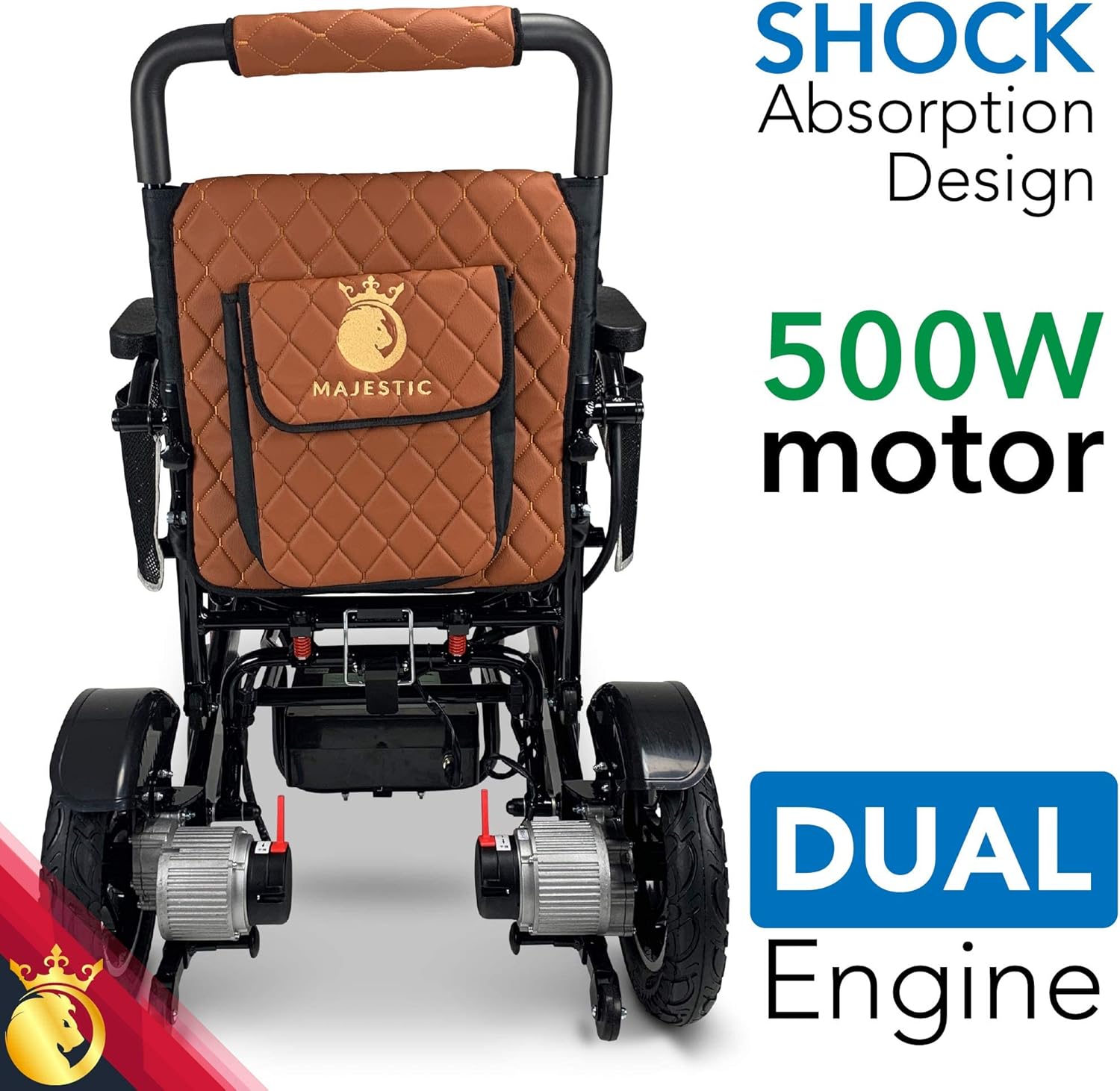 MAJESTIC BUVAN Electric Wheelchair 2022- Foldable Electric Wheelchair Remote Control, 500 Watt Waterproof Motors, Lightweight, Portable, & Motorized Power Wheel Chair Mobility Aid for Adults : Health & Household