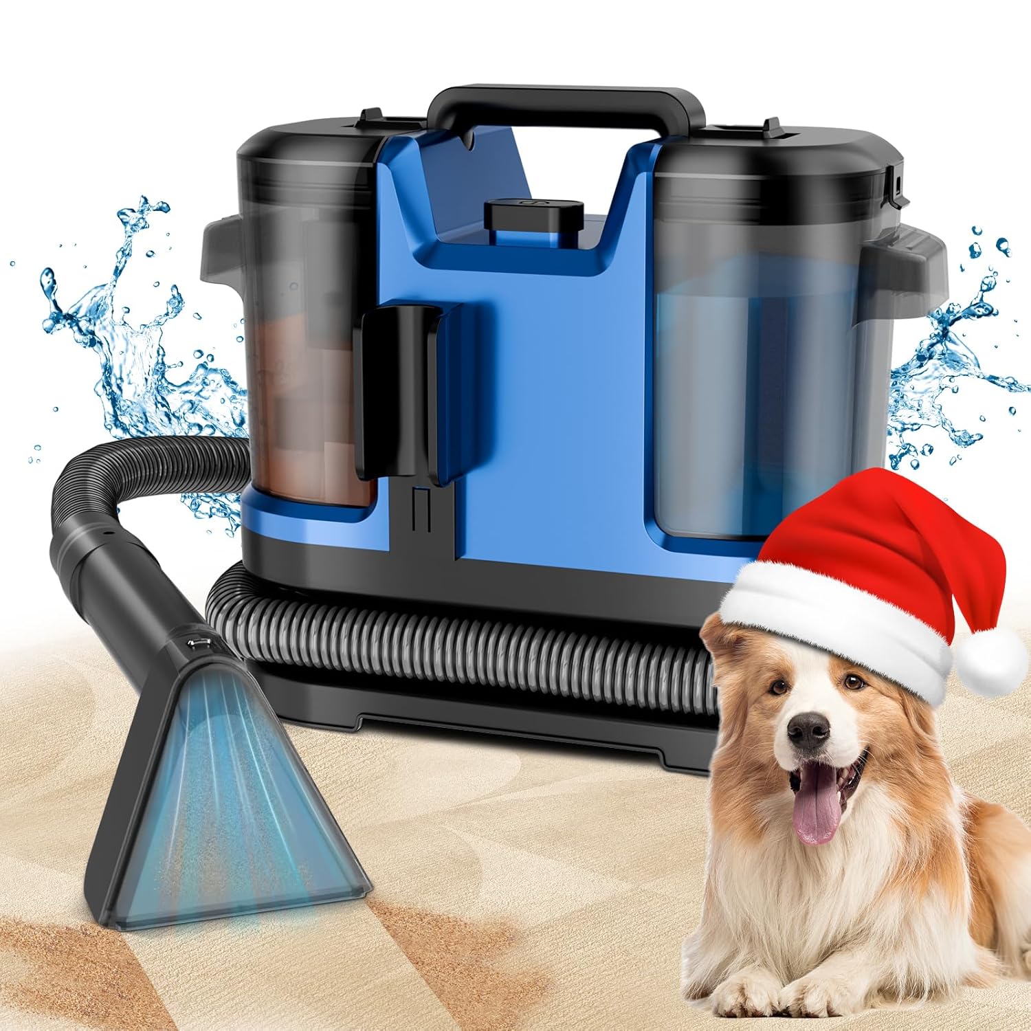 Portable Spot Cleaner Machine for Carpet and Upholstery - 18Kpa Carpet Cleaner with Dual BrushHeads Easy Move Cleaning