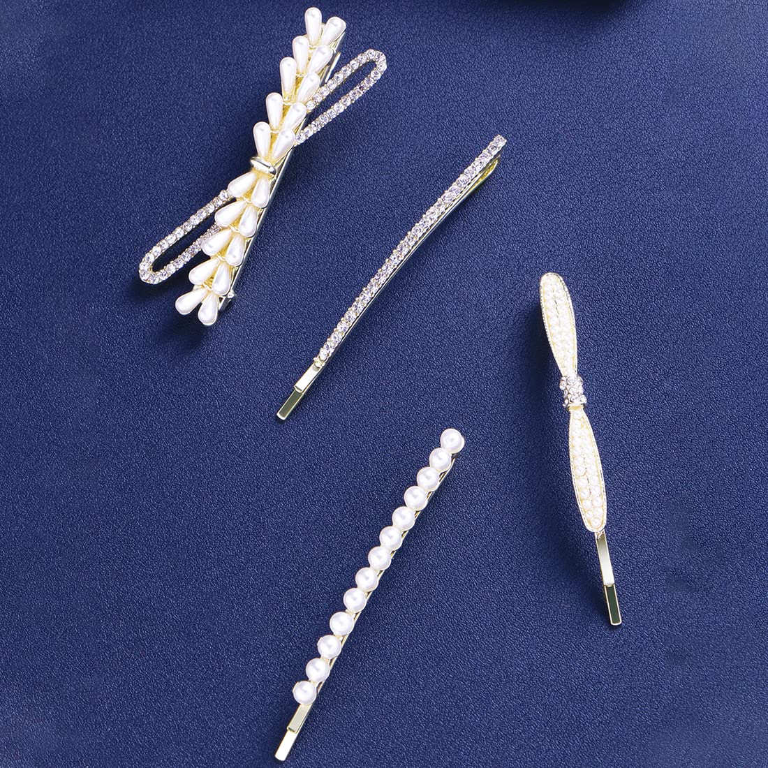 4pc Pearl Hair Clips Metal Bobby Pins & Alligator Clips