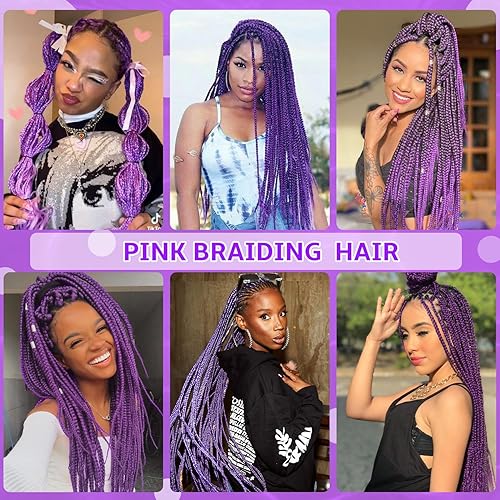 Vista 11 de Brown Braiding Hair 26 Inch Pre stretched Braiding Hair Extensions Yaki Braids Hair Hot Water Setting Synthetic Hair Colored Braiding Hair Pre 30#
