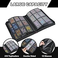 Vista 3 de PREZA Carpeta Toploader - Capacidad para 216 cargadores superiores - Almacenamiento de 9 bolsillos para tarjetas de intercambio con fundas de doble