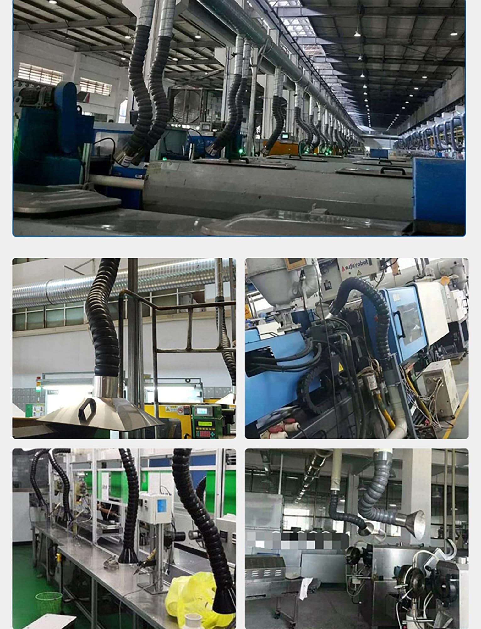 Flexibler Rauchabsaugarm, Industrieller Gelenkrauchschlauch zur Schweißrauchabsaugung, Löten, Werkstattbelüftung(Dia7.5cm,L200cm)