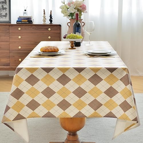 Oubonun Mantel rectangular de microgamuza, duradero y resistente a las arrugas, lavable, decorativo, estilo casa de campo, para cocina, comedor,
