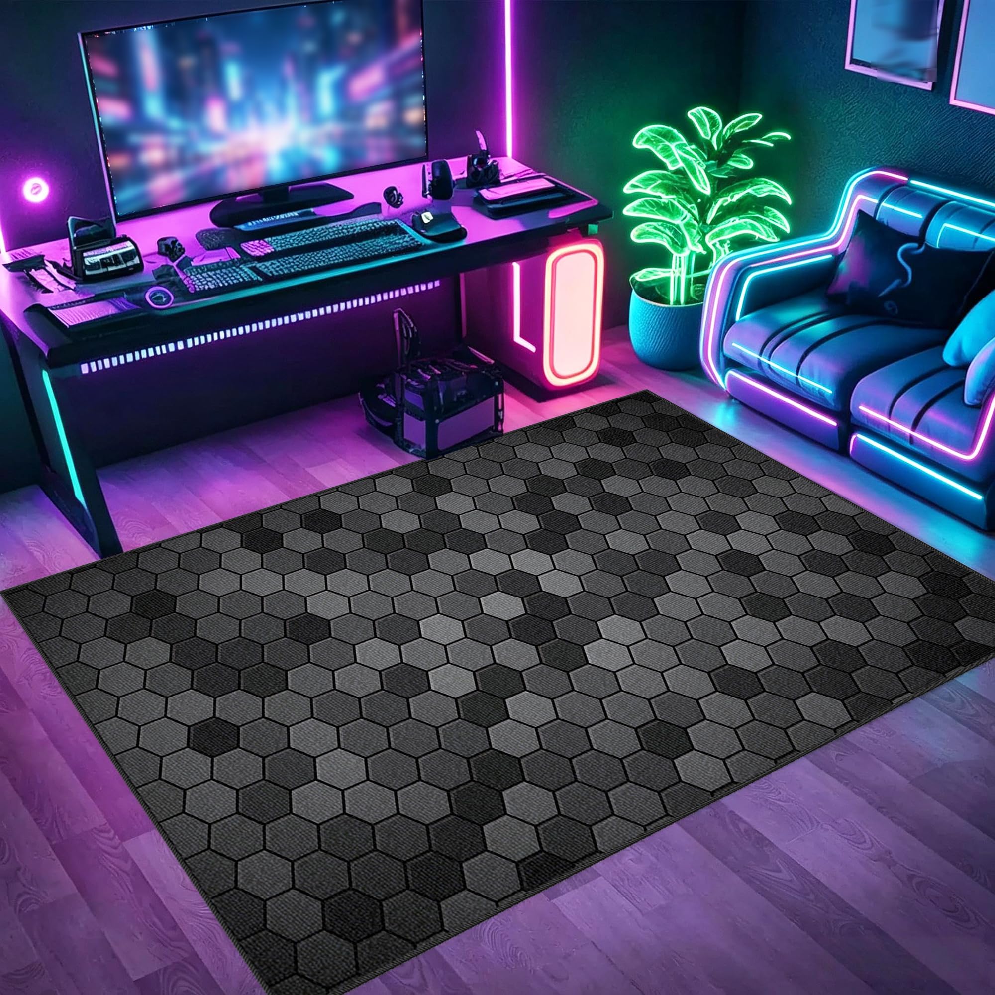 Tapis de chaise gaming coloré grand tapis de jeu pour chambre de garçons antidérapant