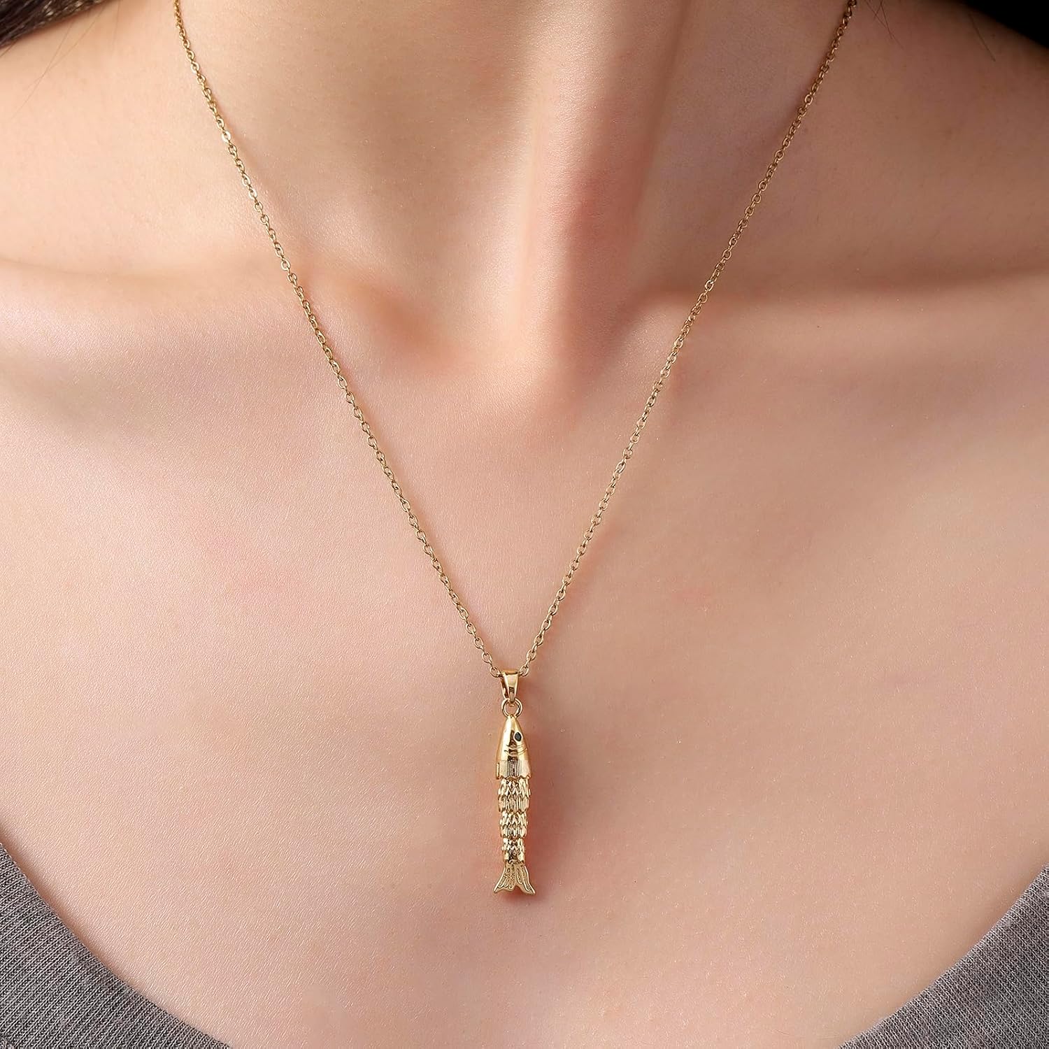 Lit Wall Gold Pendant Necklace for Women 18K Gold Plated Dainty Gold Necklace for Women, Jewelry Gift for Her - Image 3