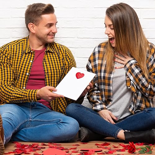 Miniatura 7 de 600 calcomanías de corazón rojo para el día de San Valentín 15 pulgadas calcomanías de papel de aluminio rojo dorado en forma de corazón calcomanías