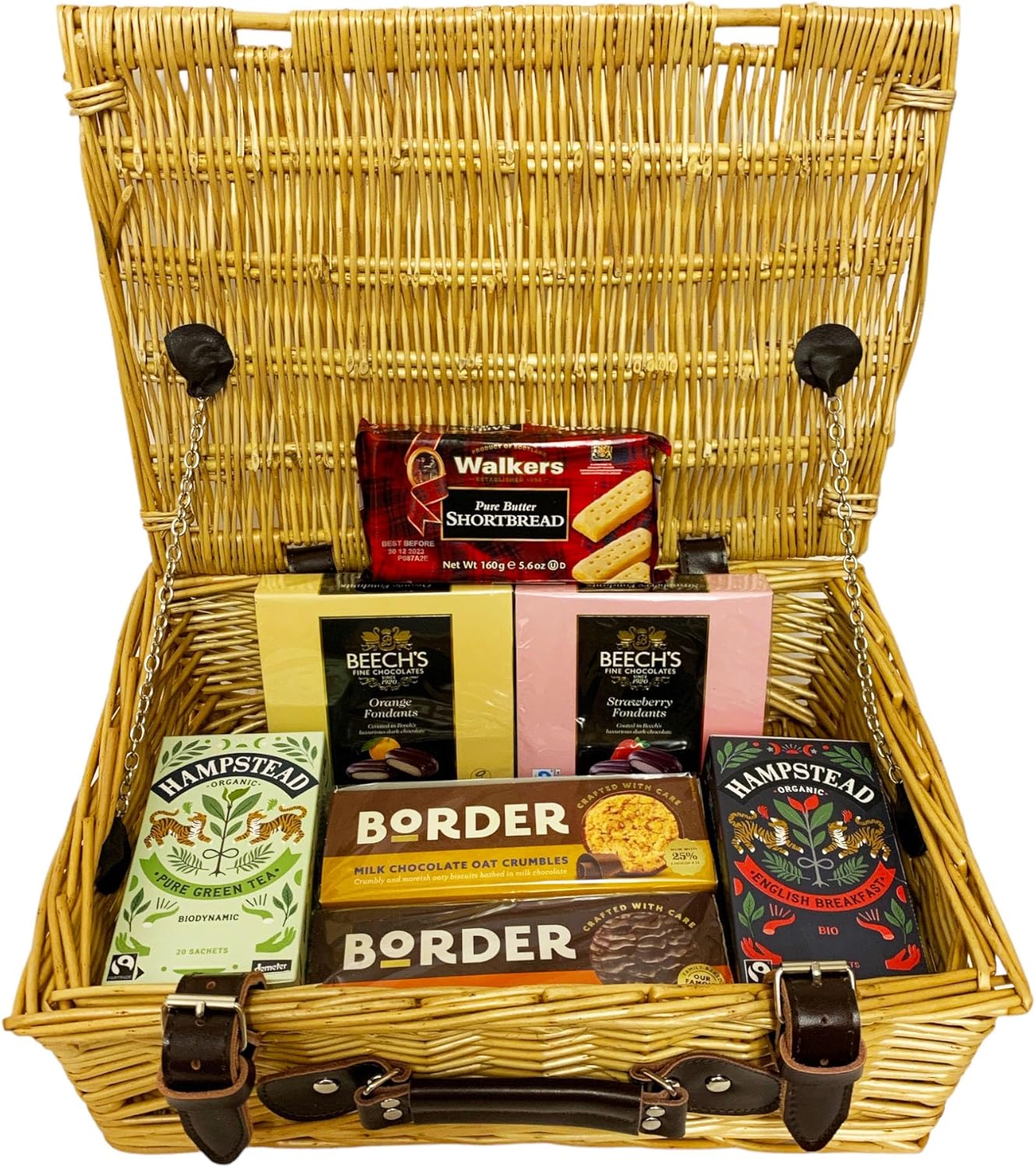 Traditional Tea and Biscuits Gift Food Hamper in a Luxury Wicker Basket