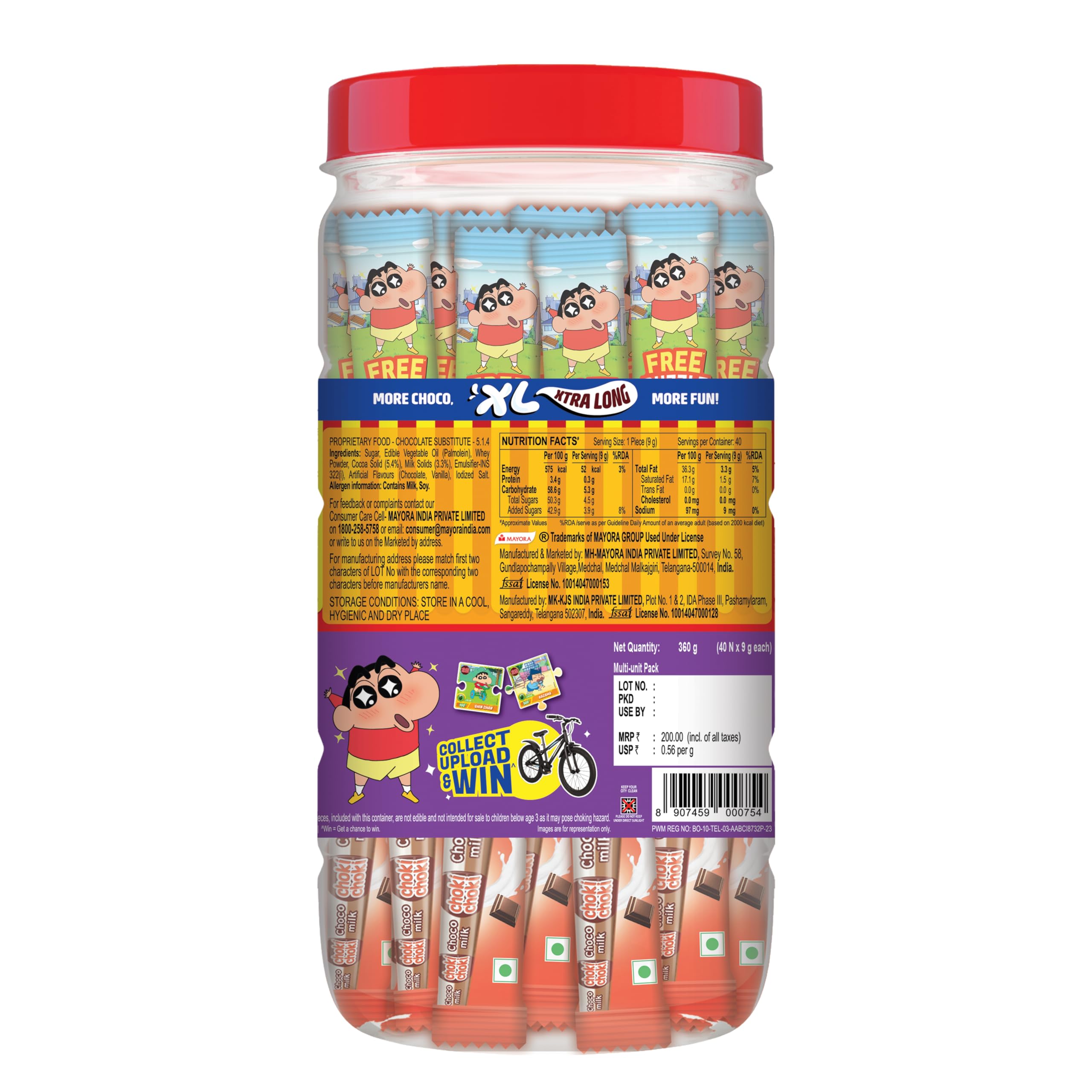 Choki Choki XL Chocolate Paste Sticks Jar 360g (40 x 9g) | Extra