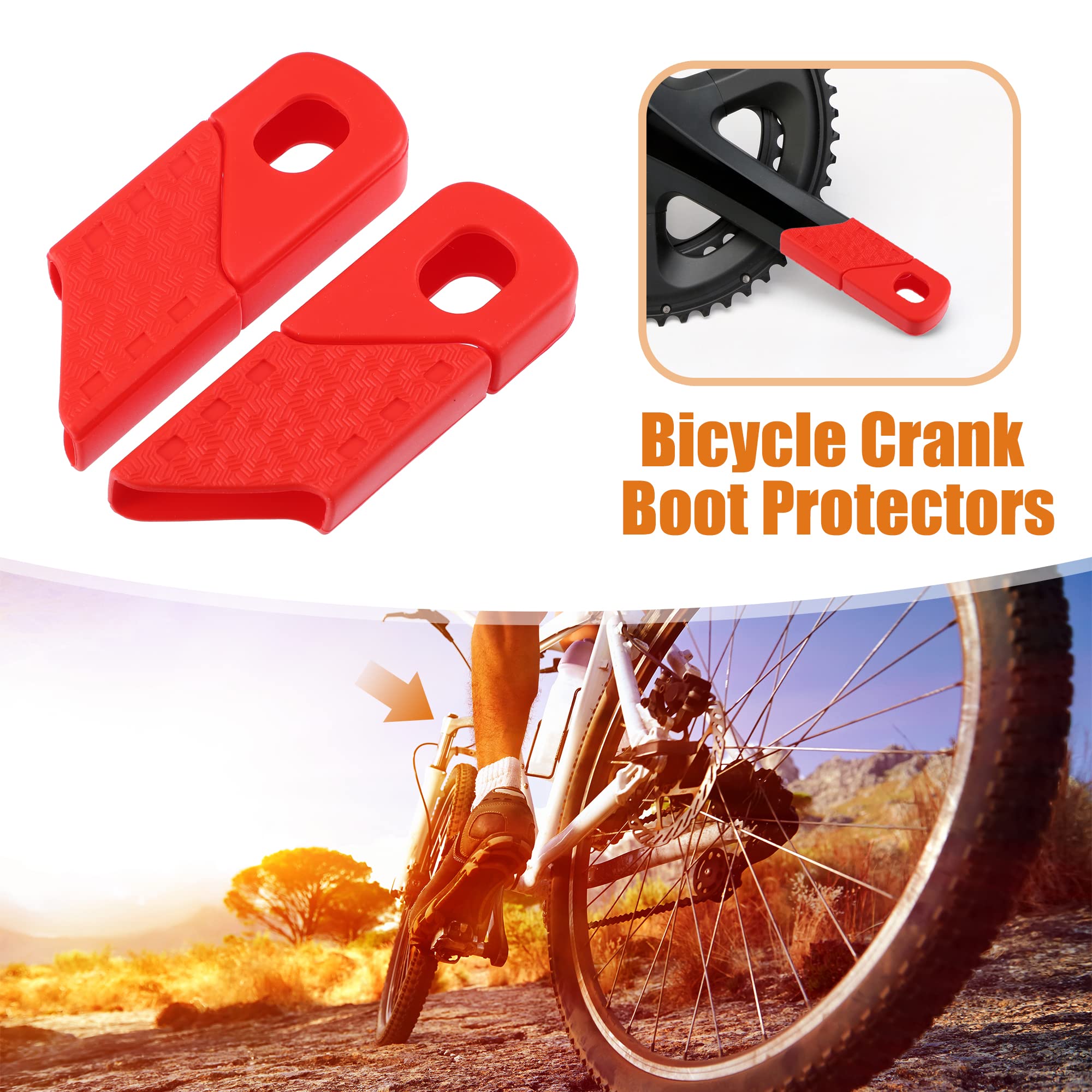 ABSOPRO 1 Par Fundas Protectoras de Silicona para Biela de Bicicleta Ciclismo Rojo