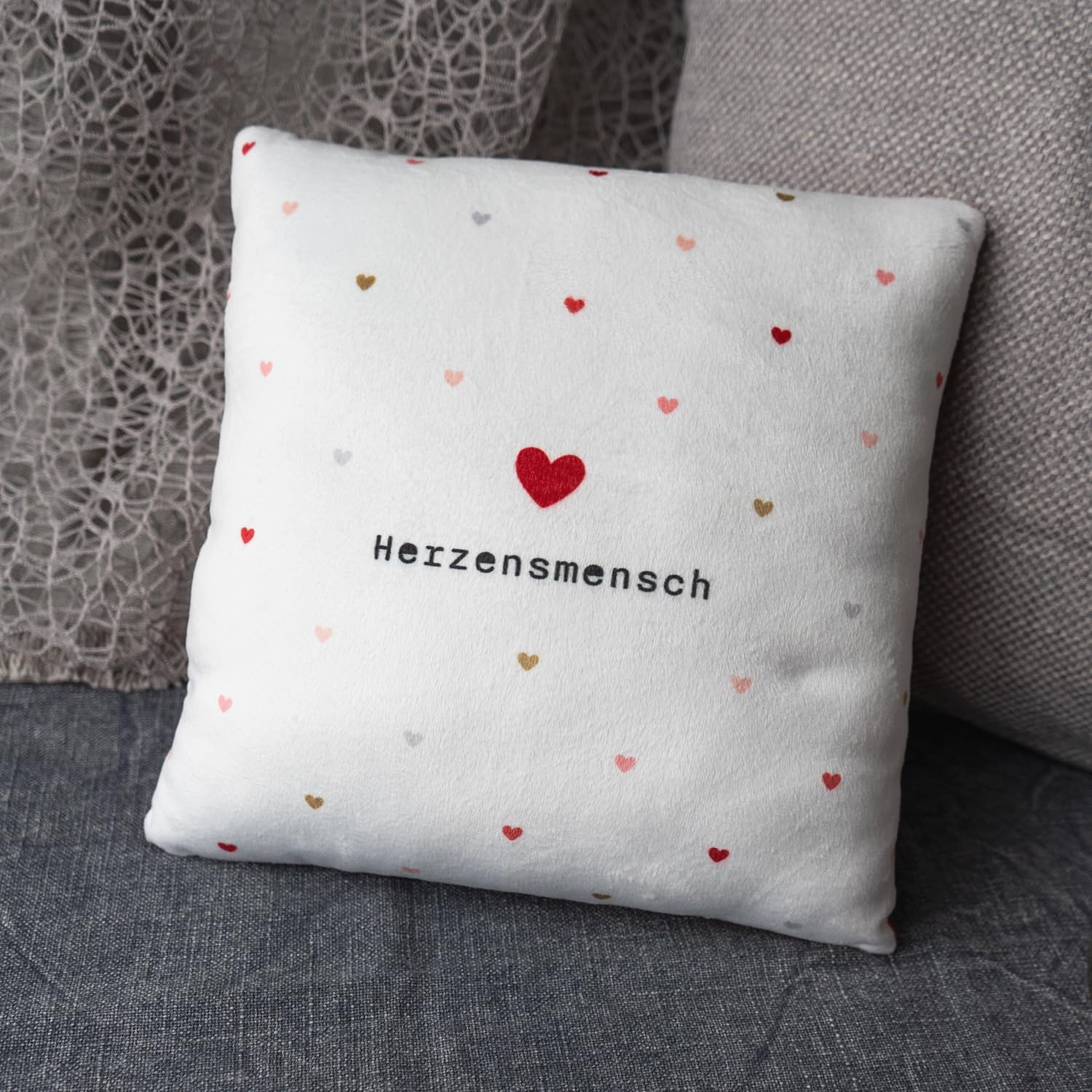Plüschkissen Motiv ""Herzensmensch""