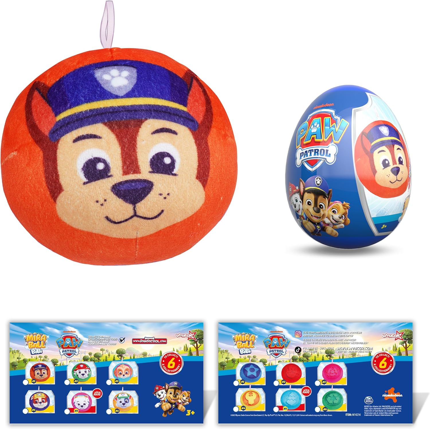 MiraBall Bibi Paw Patrol - Surprise Egg Capsule with Memory Foam Expandable Plush Toy – 3.7" (9.5cm) Soft Collectible with Hidden Surprises – Fun Gift for Kids, Parties, Holidays, Stocking Stuffers