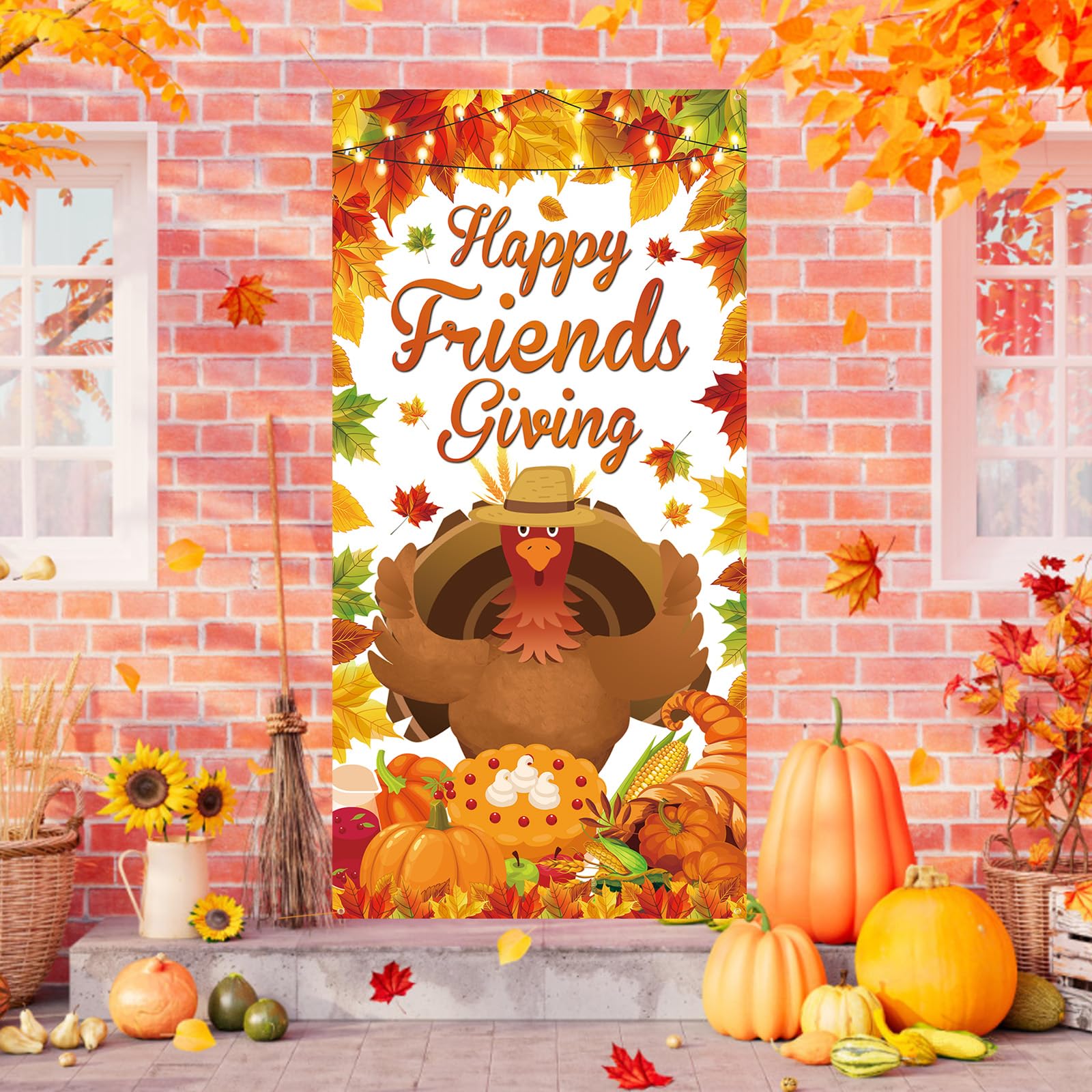 Happy Thanksgiving Banner Friendsgiving Decorations, Friendsgiving Door Cover Fall Party Decorations - Image 4