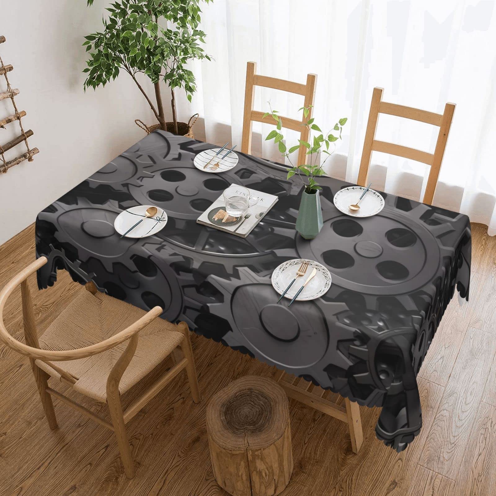 Nappe rectangulaire imprimée anti-tache lavable pour une décoration de table propre