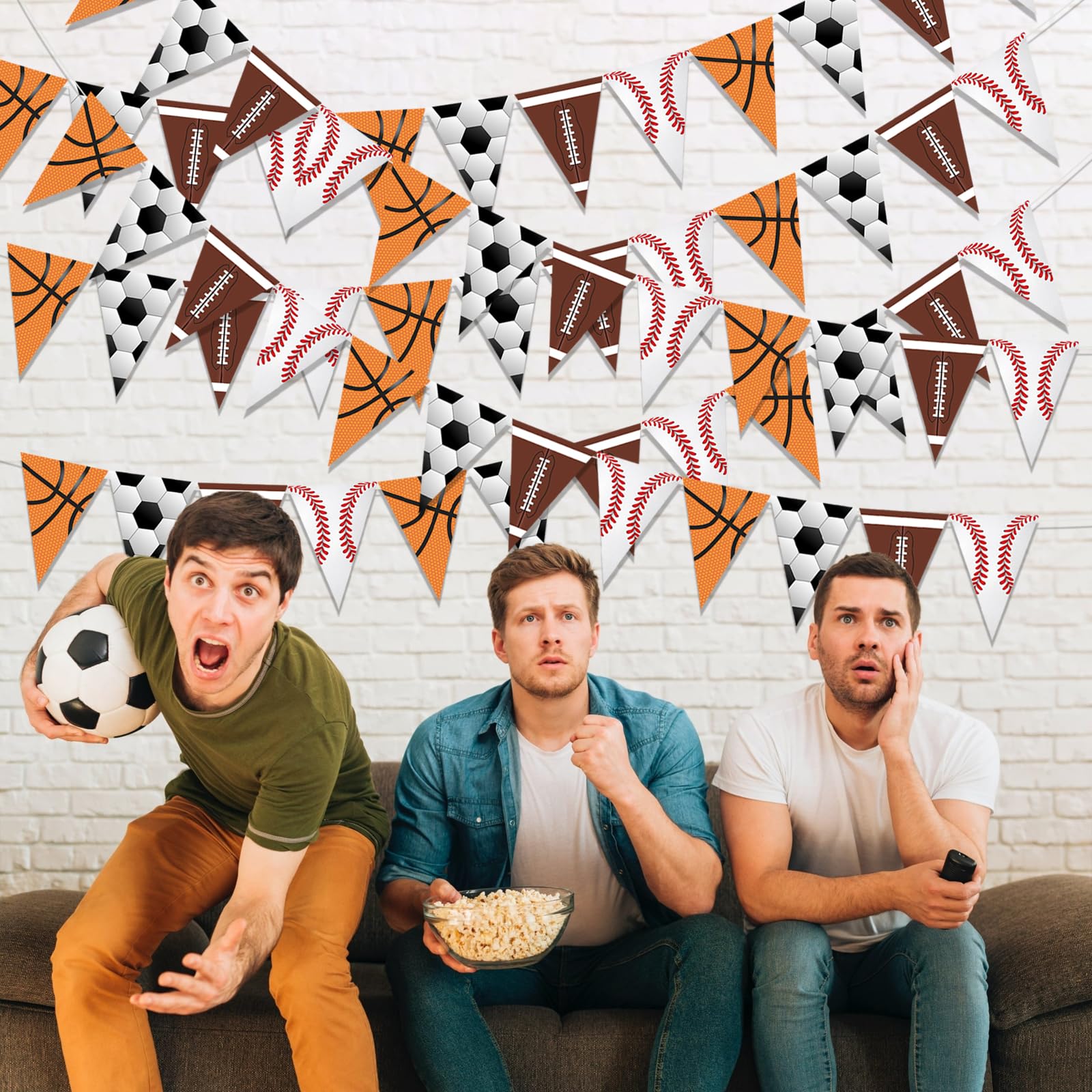 Football Themed Birthday Party Bunting – 2.5 Meter Green Triangle Flag Banner For Sports Decorations