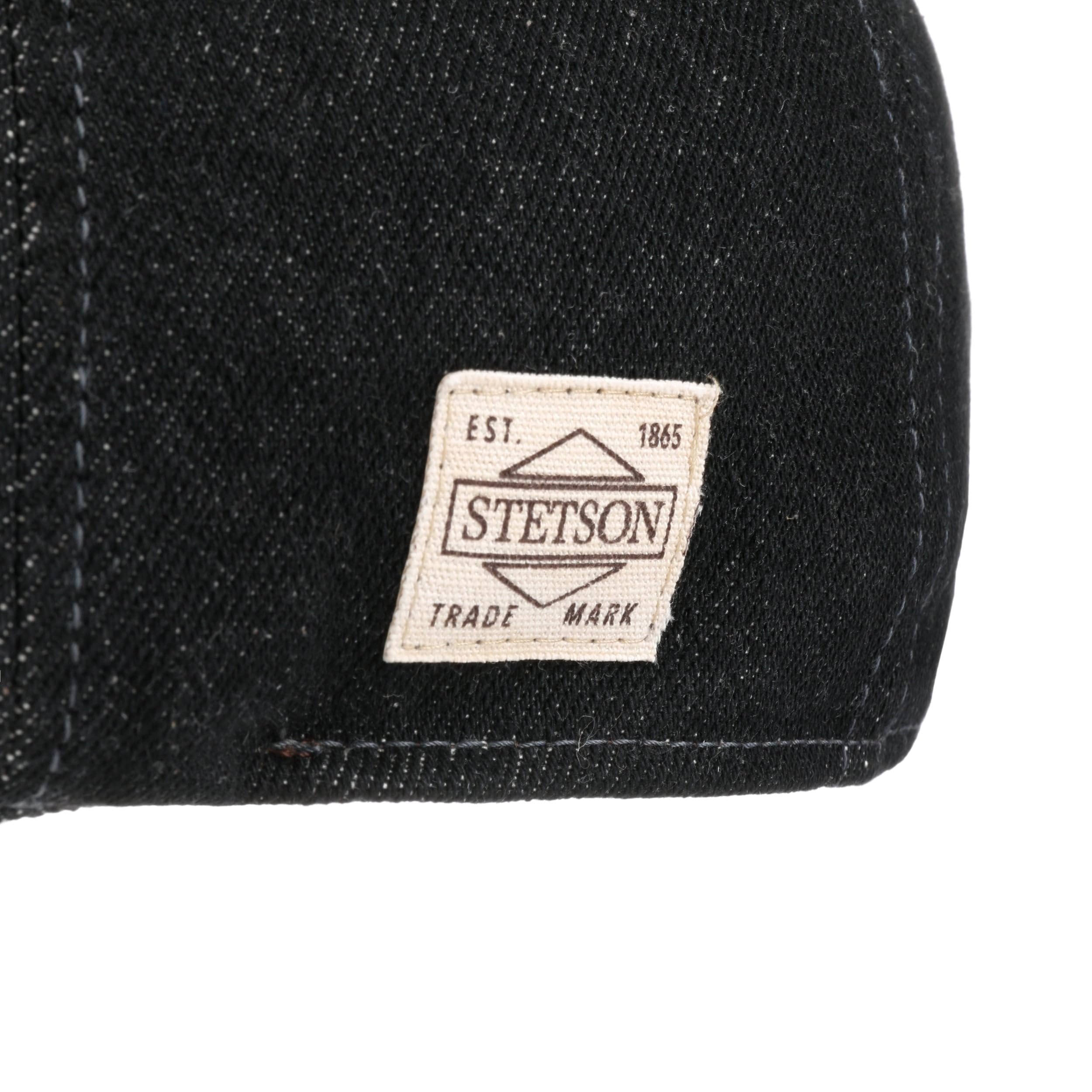 Stetson Texas Robust Denim Flatcap Unifarbene Schiebermütze aus Baumwolle Herren Herbst Winter