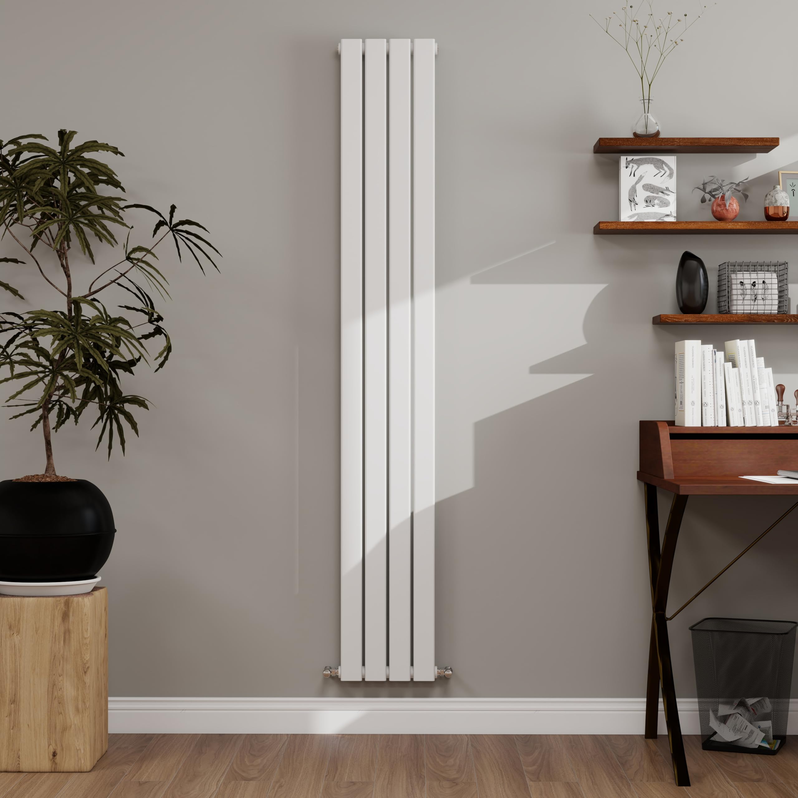 White Designer Radiator Vertical 1800ร272mm Single Flat Panel - Wall/Floor Mounted for Modern Multi-Scene & Central Heating 2063 BTU