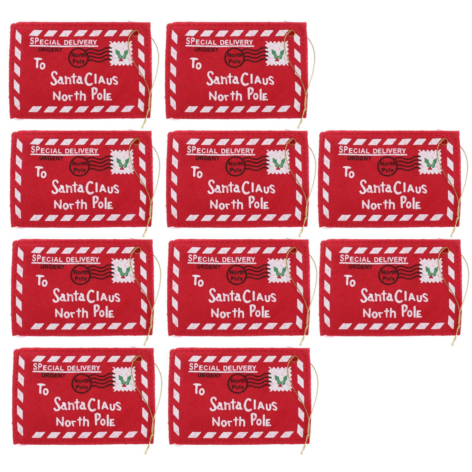 TOPBATHY 10 Pezzi Decorazioni Natalizie in Feltro Rosso a Cordino per Ornamenti di Natale da Appendere per Festa Natalizia