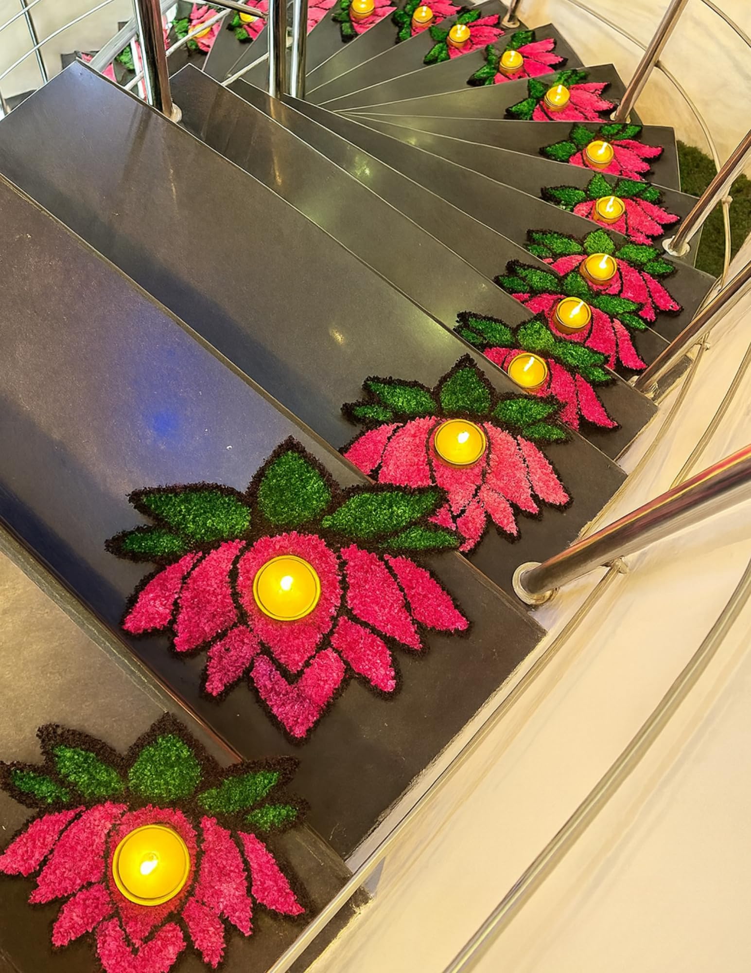 Readymade Lotus Rangoli Mats| Handmade Rangoli for Diwali Decoration| Decorative Ready to Use Rangoli Carpet for Pooja Room Home Decor Entrance Festival Wedding Decoration 15 x 12 Inch (Set of 2)-image-34