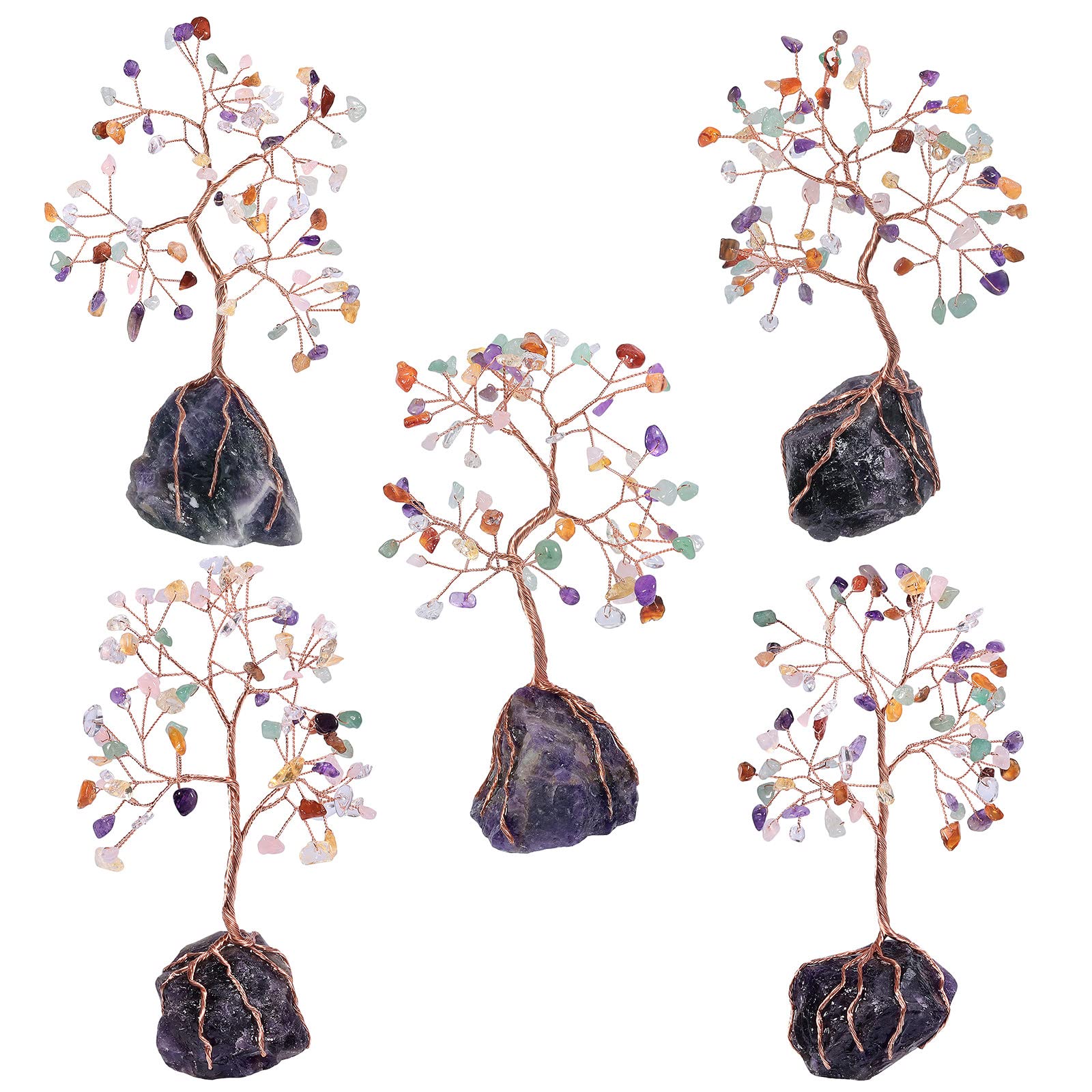mookaitedecor Chakra Crystal Money Tree with Amethyst Raw Stone Base Good Luck Crystal Gifts - Image 4