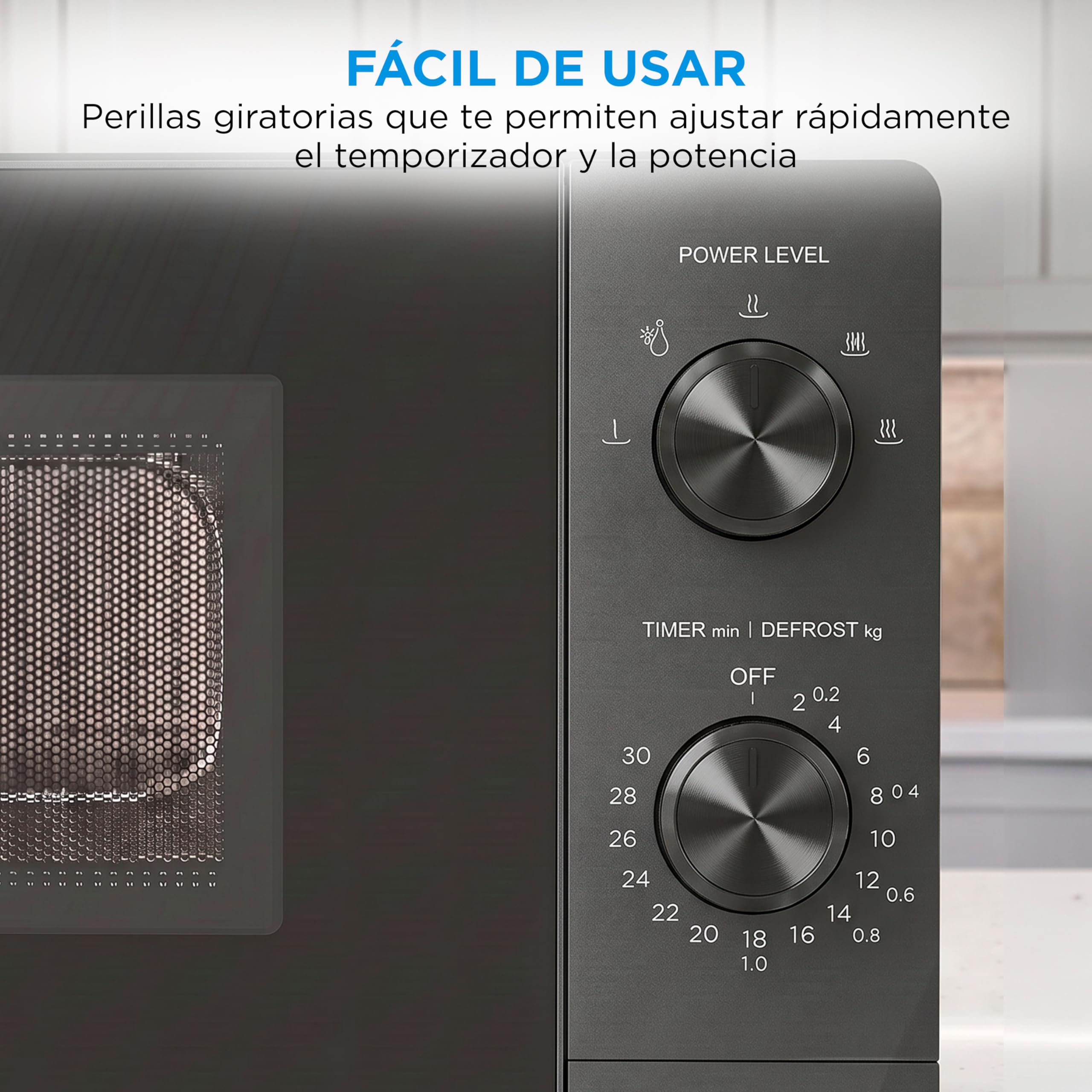 Midea Micro-ondes 20 litres et 700 W de puissance | Four à micro-ondes noir de table avec plaque tournante, fonction de décongélation, 5 niveaux de puissance | Micro-ondes avec minuterie