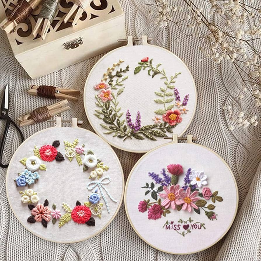 小物 miyu Amazon | MiYU 刺繍キット 初心者 セット 花 刺しゅうキット