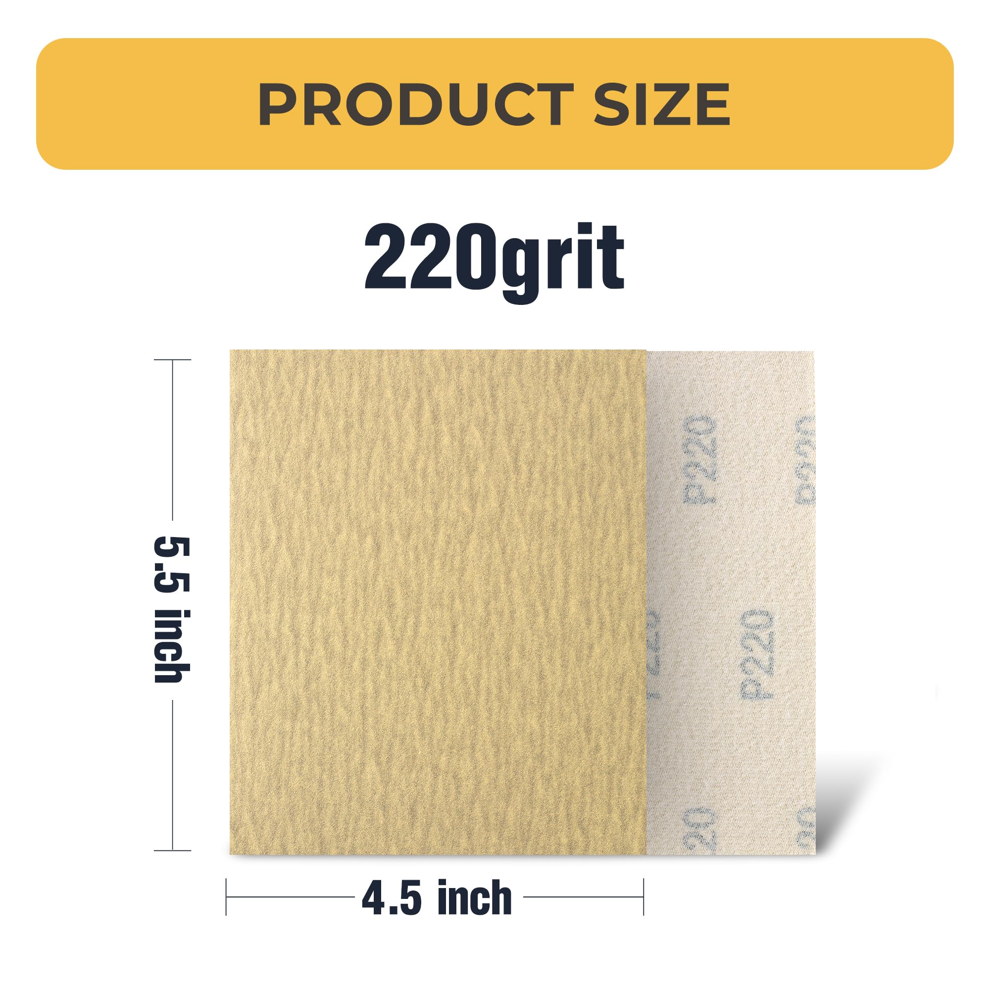 S SATC 1/4 Sheet Size Gold Sandpaper 100PCS Hoop and Loop Sandpaper 5.5