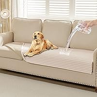 HAOMAIJIA Waterproof Faux Fur Couch Cover for Dogs - Non-Slip Washable Pet Sofa Protector, Soft 3-Cushion Cover (Off White, 35" x 74")