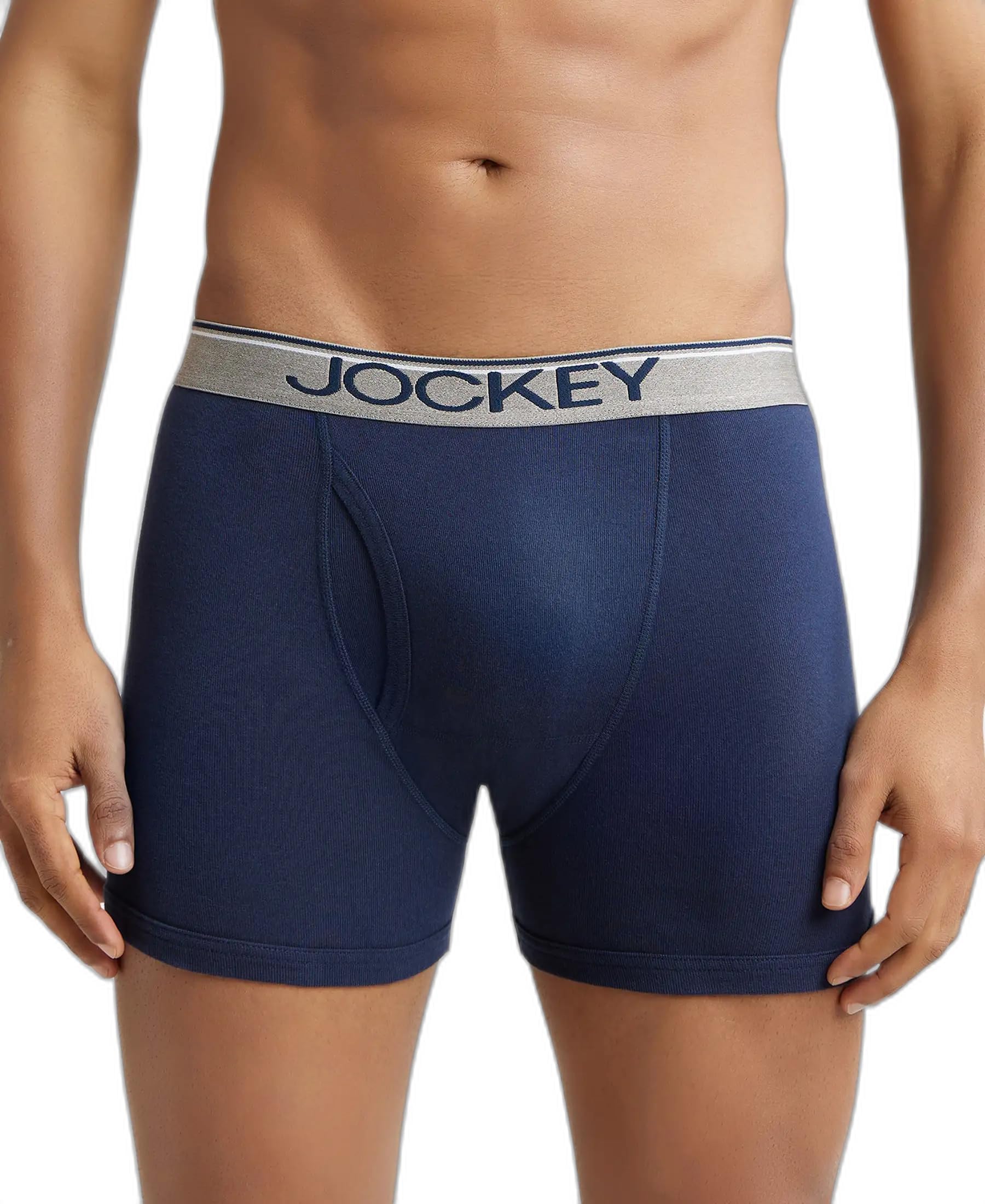 Jockey 8009 Men's Super Combed Cotton Rib Solid Boxer Brief with Ultrasoft Waistband