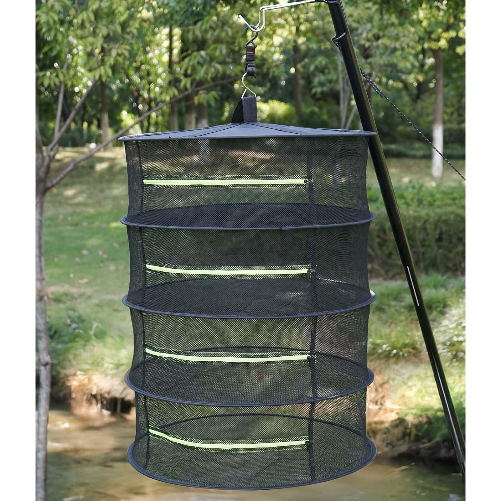 Organiseur pliable en maille ventilée avec crochet de suspension en nylon antirouille pour le camping, la maison, solution de rangement pliable