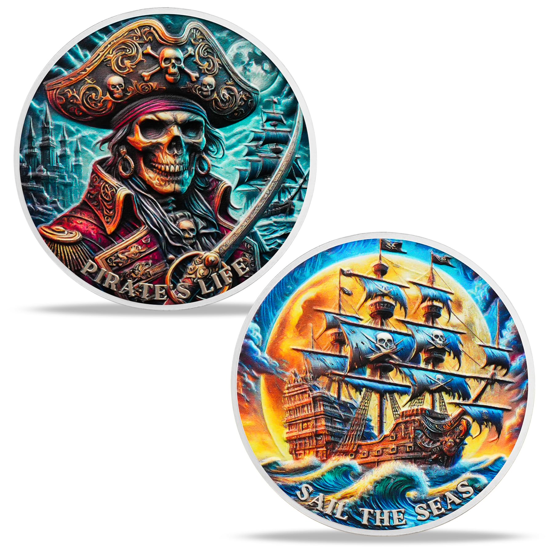 Imasoner Skull Pirate Coin – Gothic Pirate Ship Challenge Coin with Rebellion & Undead Legend Design, Adventure Token for Fantasy Fans & Gothic Decor