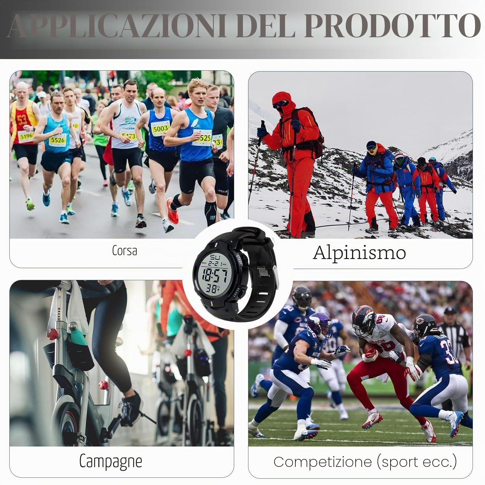 Orologio digitale da arbitro, impermeabile, cronometro, per partite sportive, ufficiale, per allenatori, orologio da polso militare con quadrante grande, retroilluminazione a LED, per corsa e
