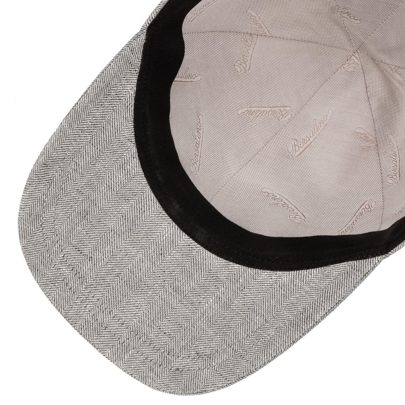 Borsalino Hiker Herringbone Cap Basecap czapka bejsbolówka lniana czapka bawełniana męska – Made in Italy z daszkiem, podszewką, zapięciem na rzepy