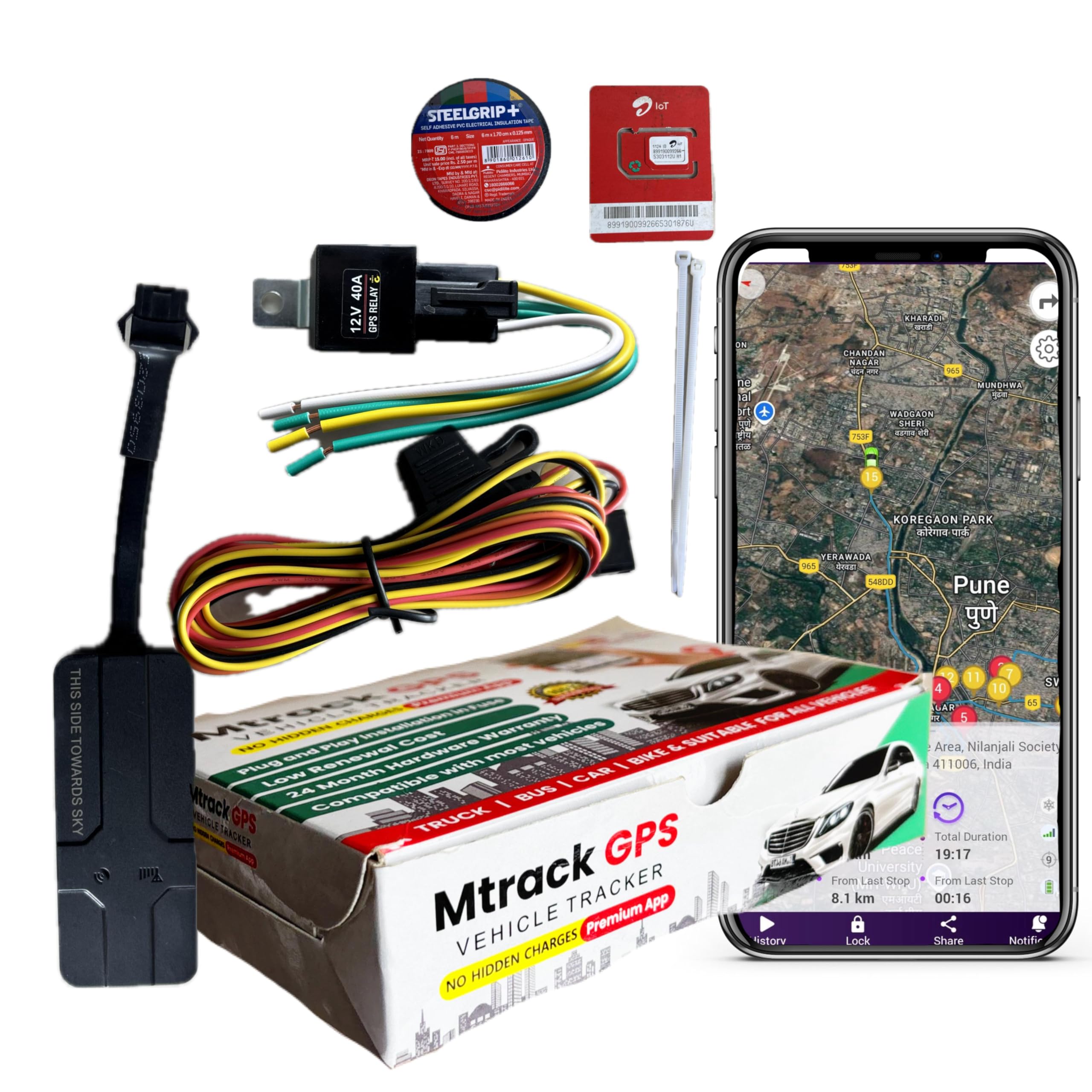 Mtrack Vehicle GPS Tracker, Wired, with Airtel SIM, Annual Software Subscription, Android/iOS/Web Compatible, 2 Year Hardware Warranty-image-39